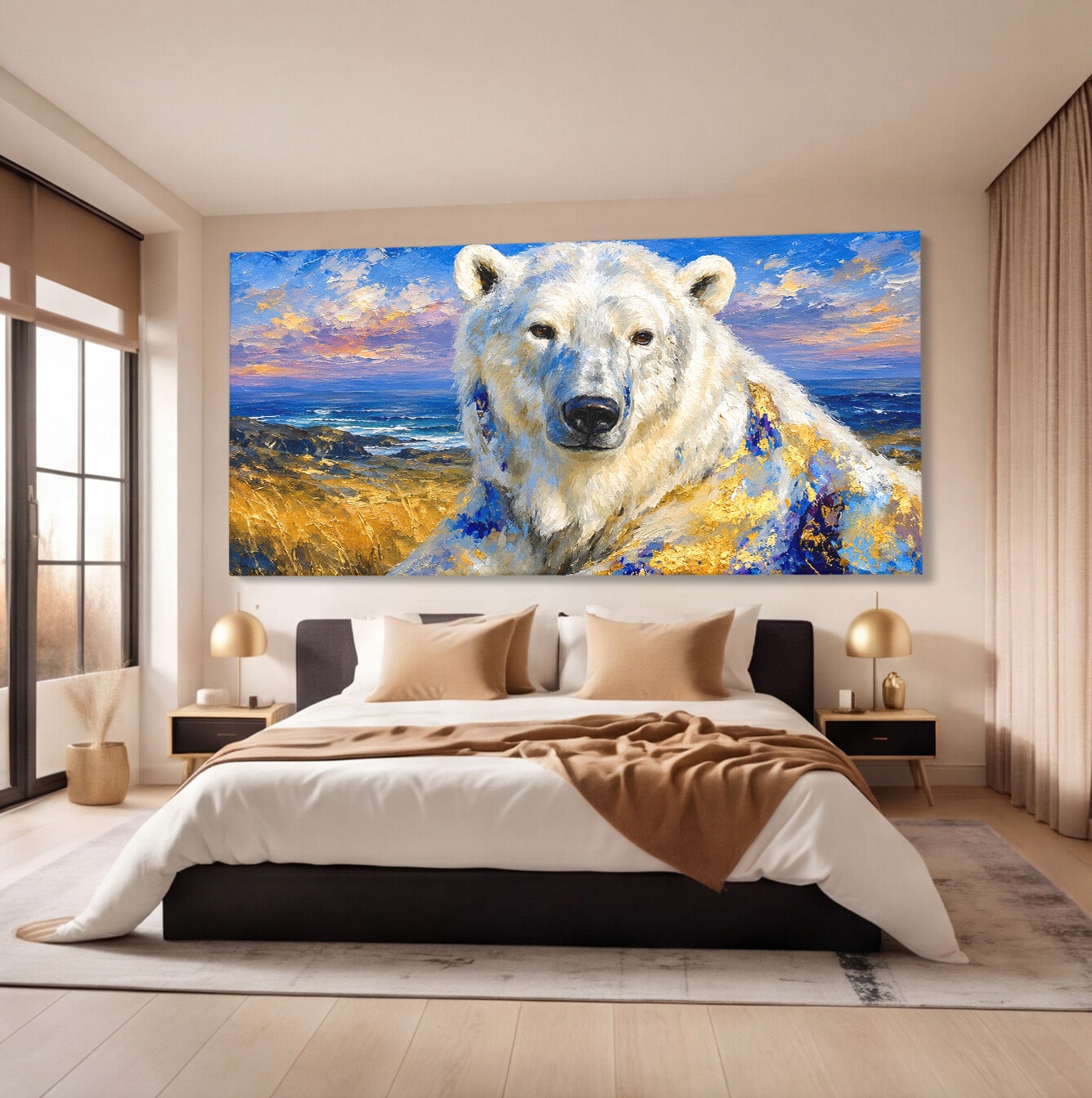 Tablou Canvas Premium LuxCanva® M1603, Noblețe Arctică, Urs, Peisaj, Arctic, Living, Animale, Pictura, Culori Vibrante