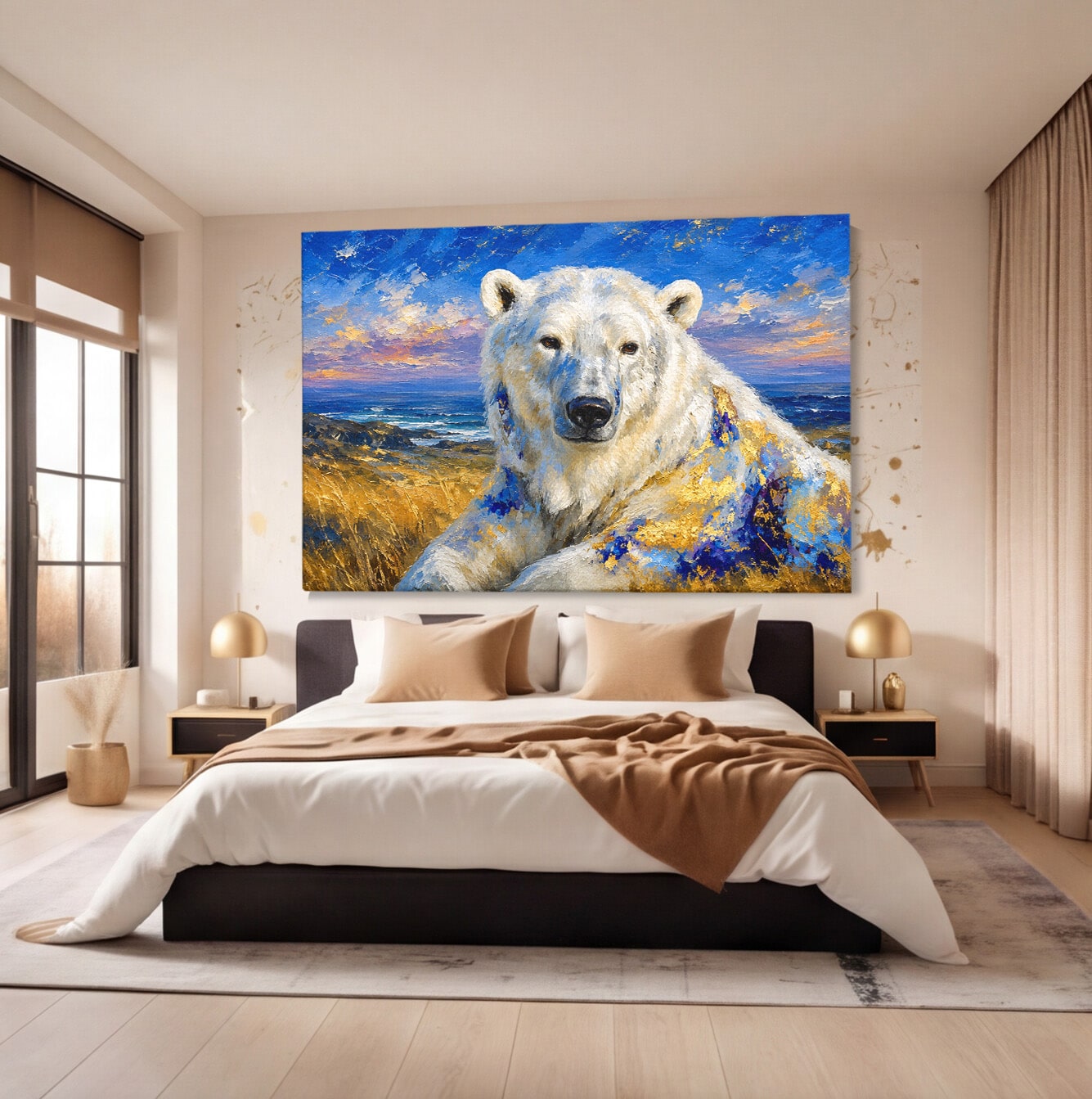 Tablou Canvas Premium LuxCanva® M1603, Noblețe Arctică, Urs, Peisaj, Arctic, Living, Animale, Pictura, Culori Vibrante