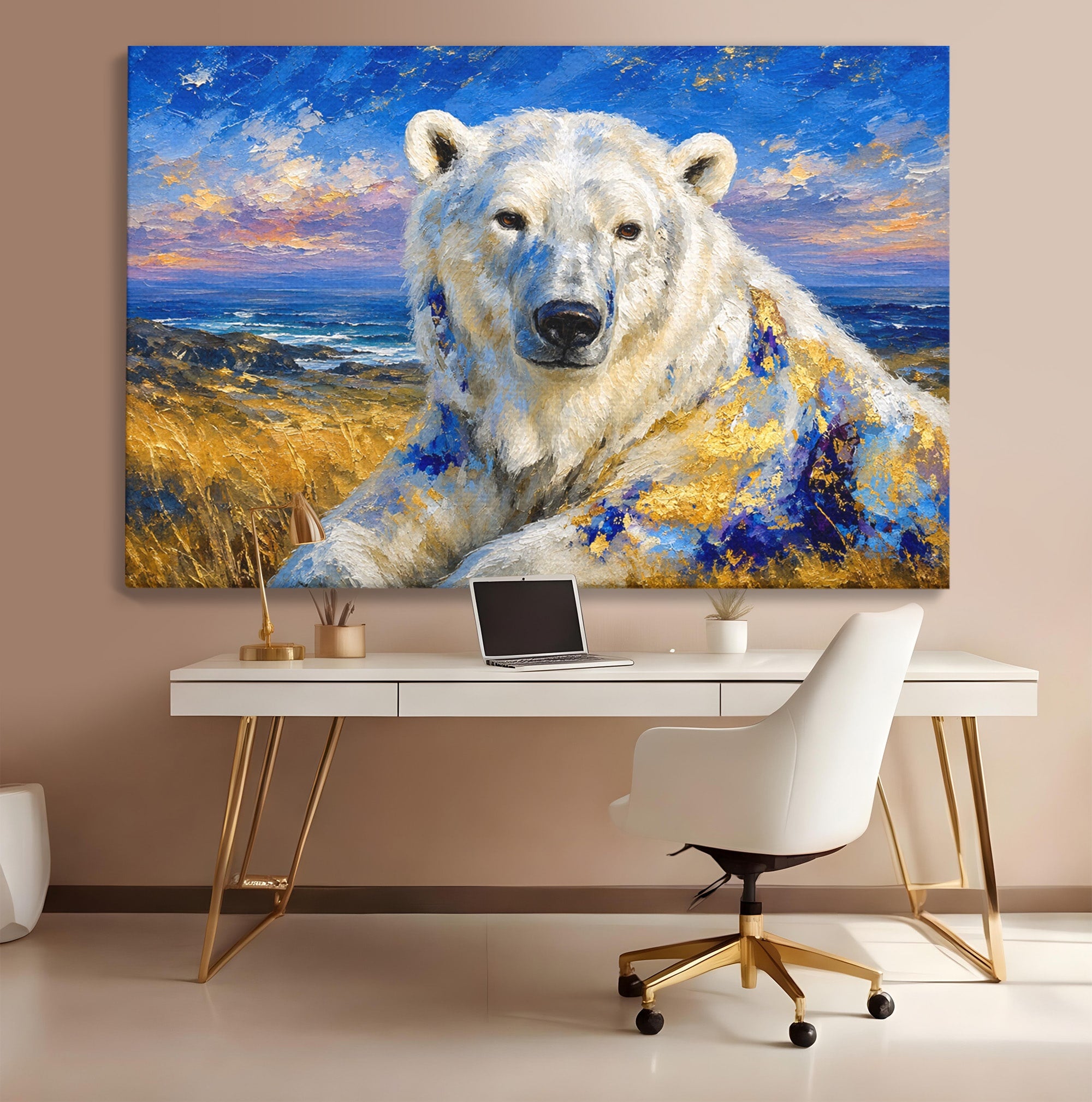 Tablou Canvas Premium LuxCanva® M1603, Noblețe Arctică, Urs, Peisaj, Arctic, Living, Animale, Pictura, Culori Vibrante