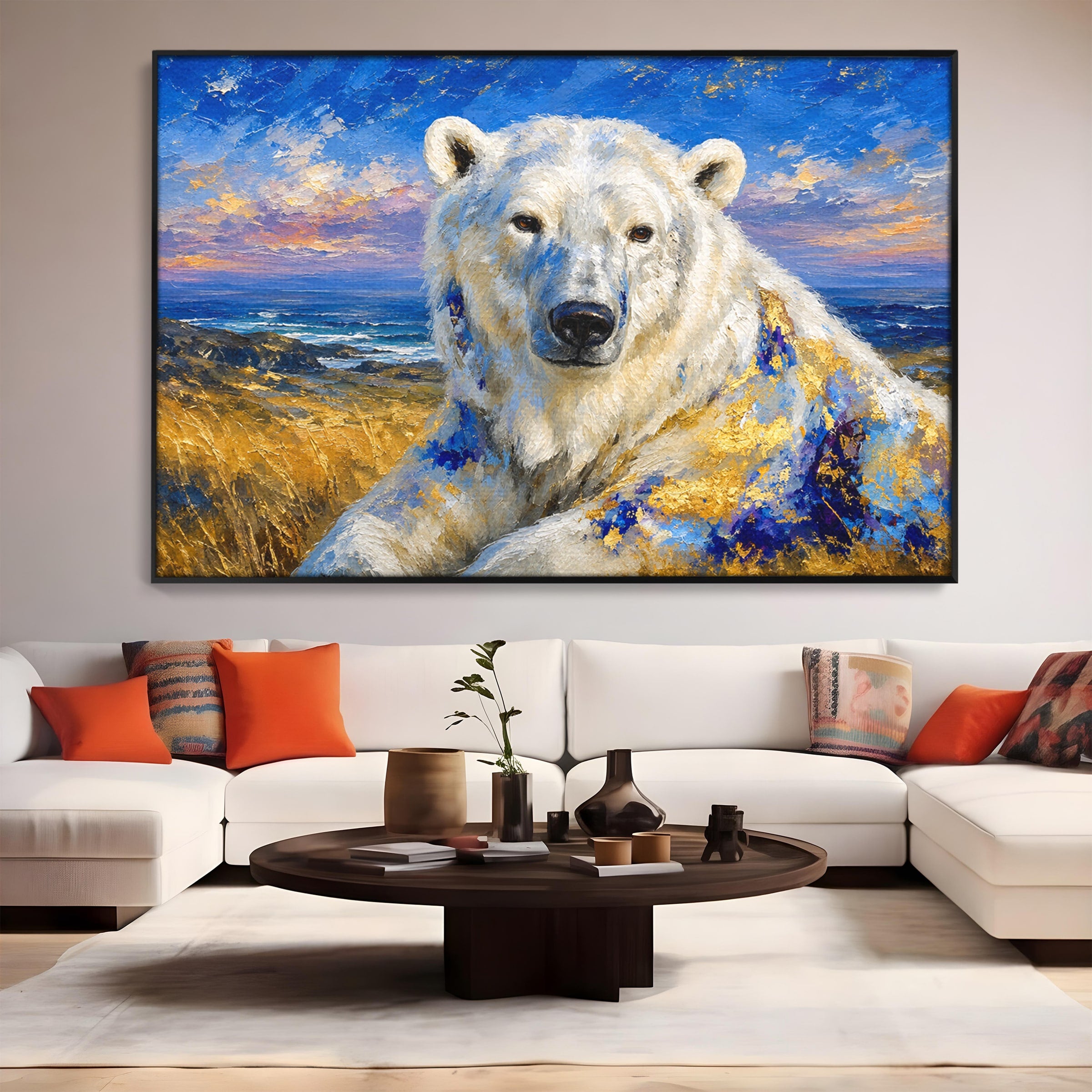 Tablou Canvas Premium LuxCanva® M1603, Noblețe Arctică, Urs, Peisaj, Arctic, Living, Animale, Pictura, Culori Vibrante