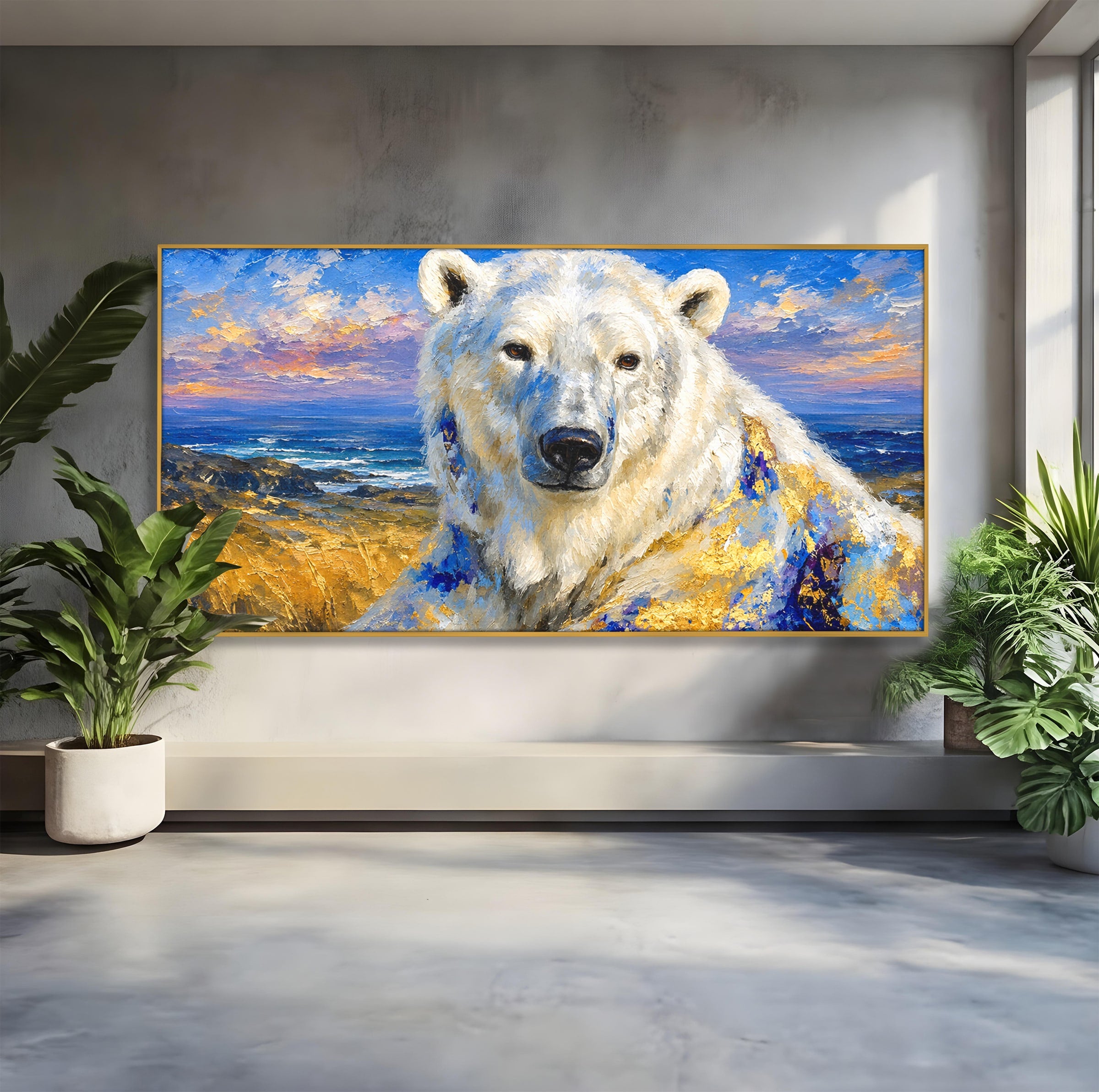 Tablou Canvas Premium LuxCanva® M1603, Noblețe Arctică, Urs, Peisaj, Arctic, Living, Animale, Pictura, Culori Vibrante