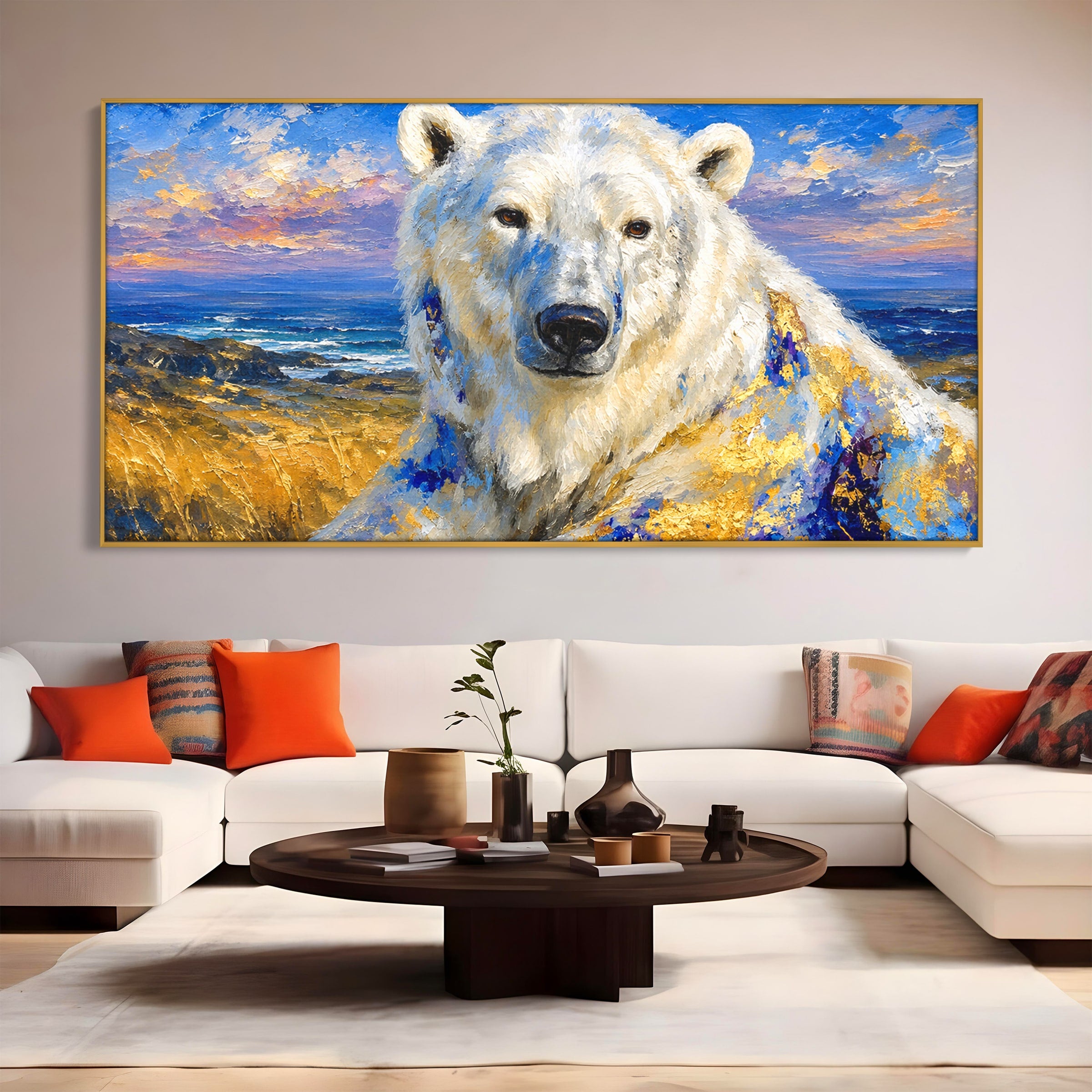 Tablou Canvas Premium LuxCanva® M1603, Noblețe Arctică, Urs, Peisaj, Arctic, Living, Animale, Pictura, Culori Vibrante