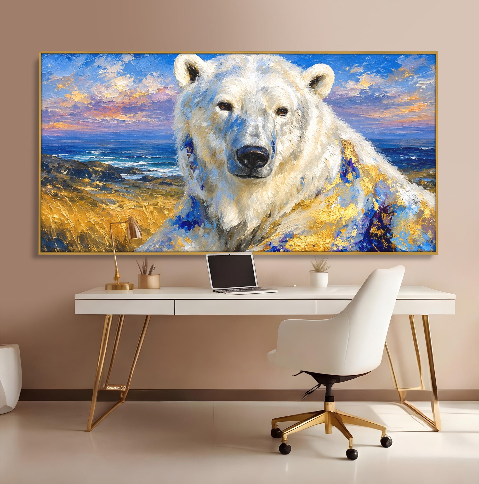 Tablou Canvas Premium LuxCanva® M1603, Noblețe Arctică, Urs, Peisaj, Arctic, Living, Animale, Pictura, Culori Vibrante