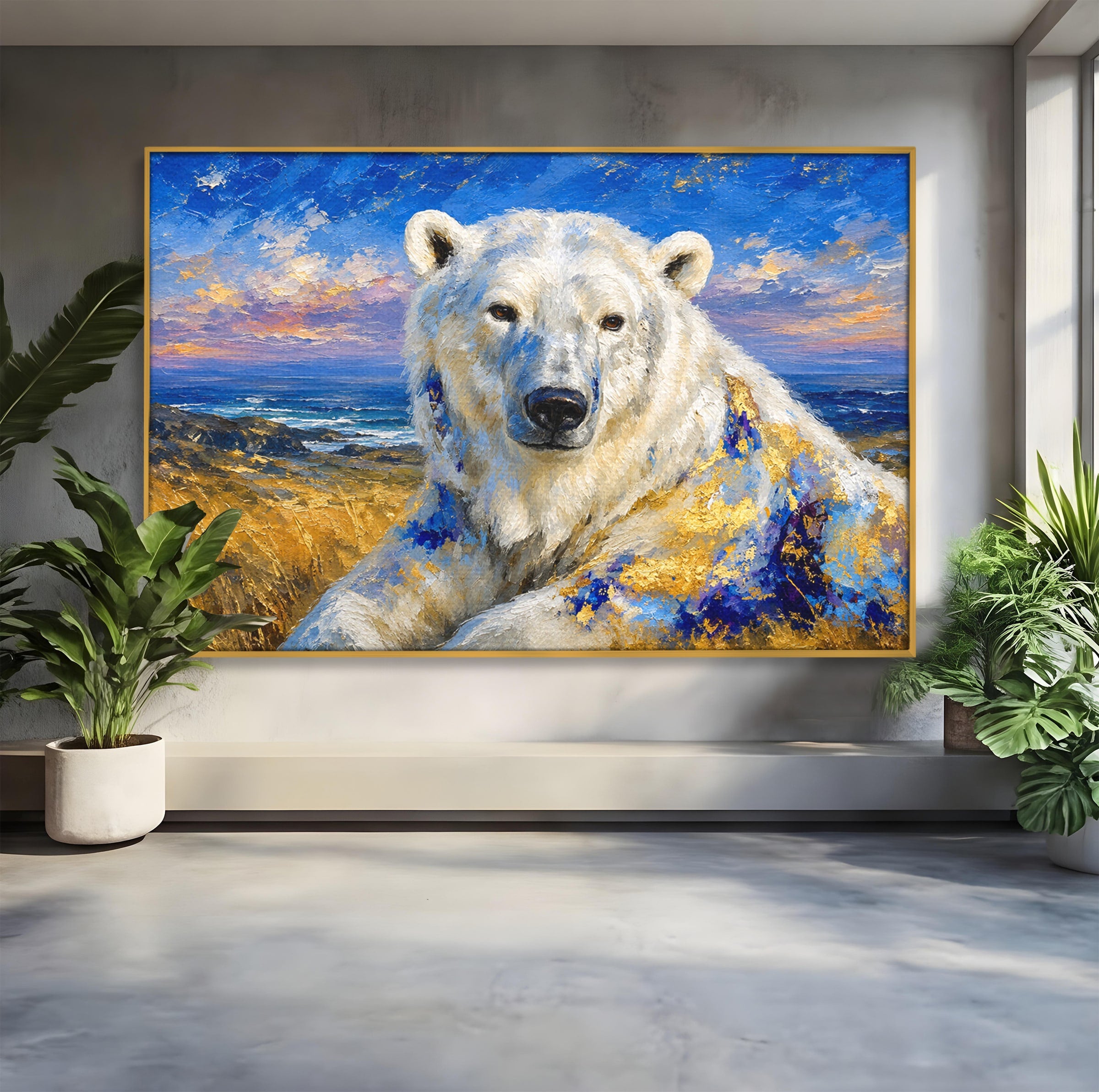Tablou Canvas Premium LuxCanva® M1603, Noblețe Arctică, Urs, Peisaj, Arctic, Living, Animale, Pictura, Culori Vibrante