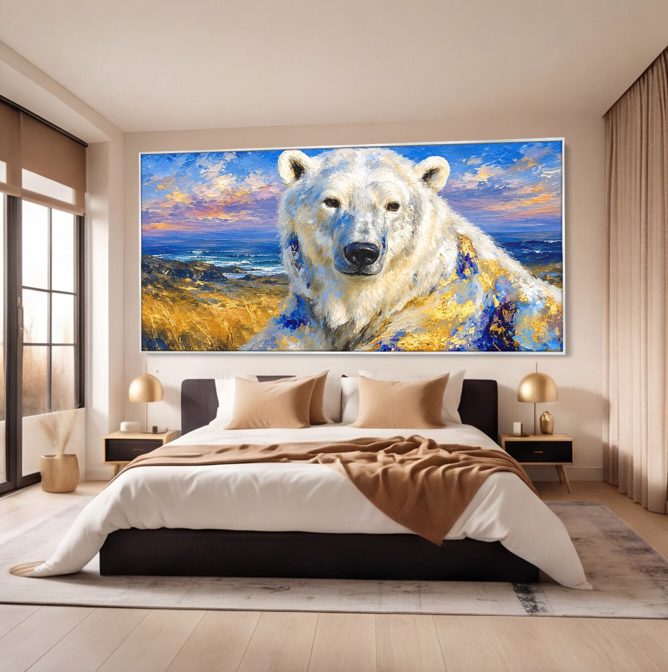 Tablou Canvas Premium LuxCanva® M1603, Noblețe Arctică, Urs, Peisaj, Arctic, Living, Animale, Pictura, Culori Vibrante