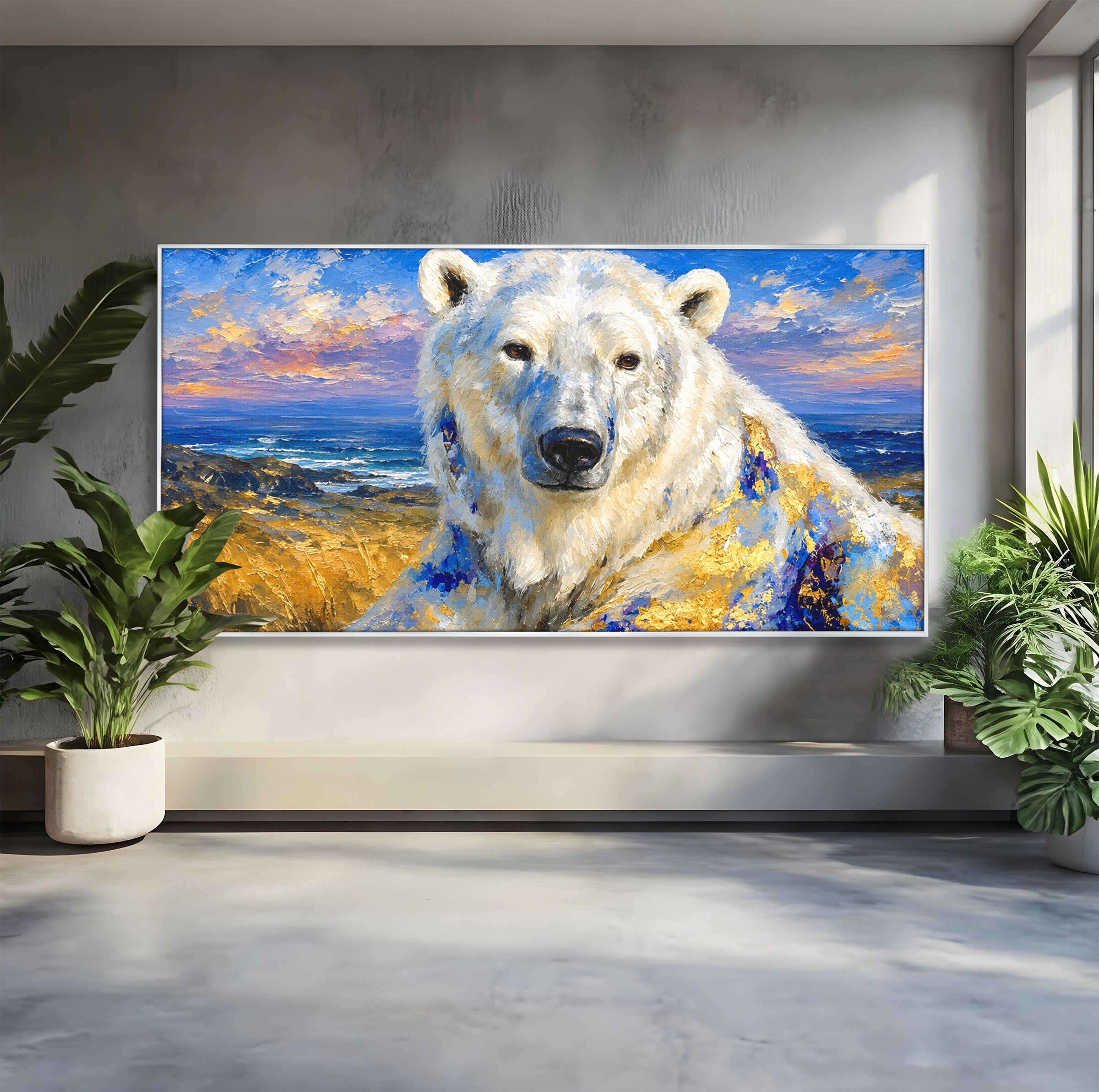 Tablou Canvas Premium LuxCanva® M1603, Noblețe Arctică, Urs, Peisaj, Arctic, Living, Animale, Pictura, Culori Vibrante