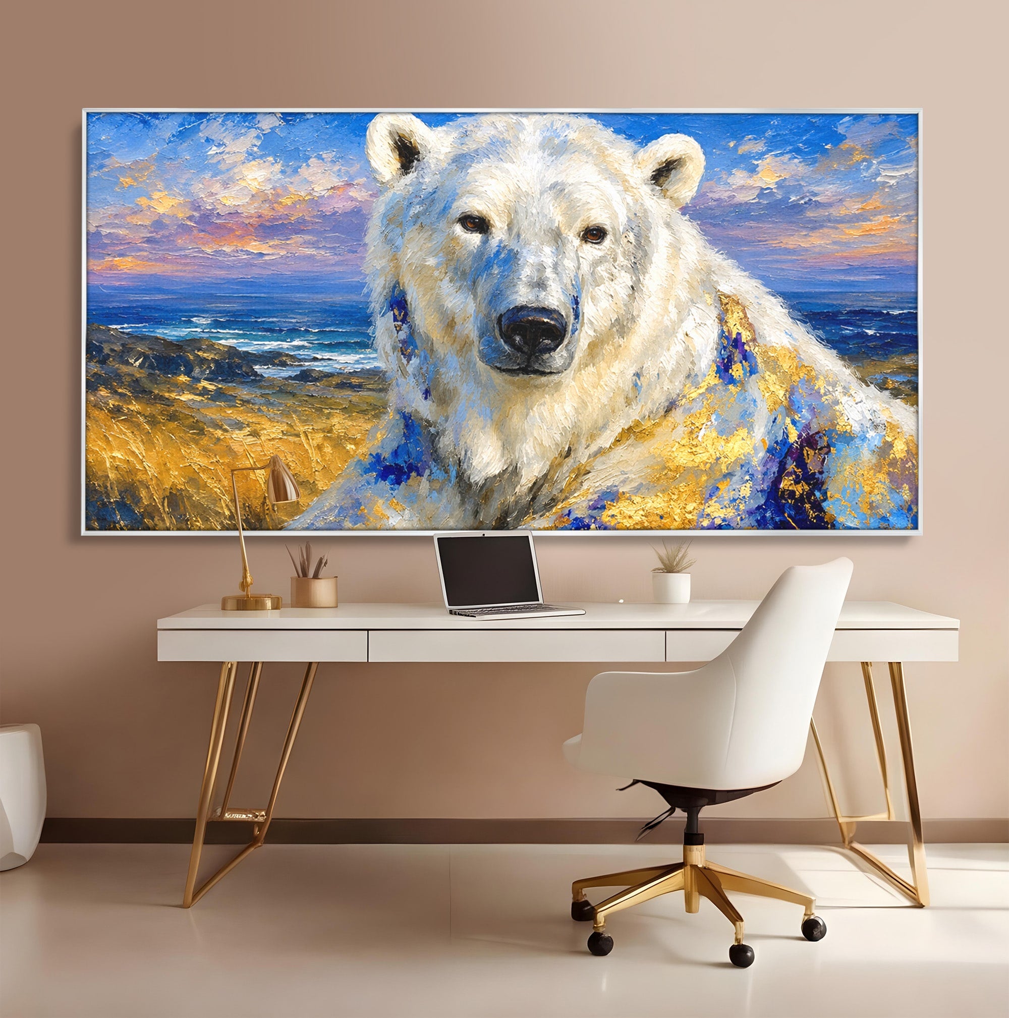 Tablou Canvas Premium LuxCanva® M1603, Noblețe Arctică, Urs, Peisaj, Arctic, Living, Animale, Pictura, Culori Vibrante
