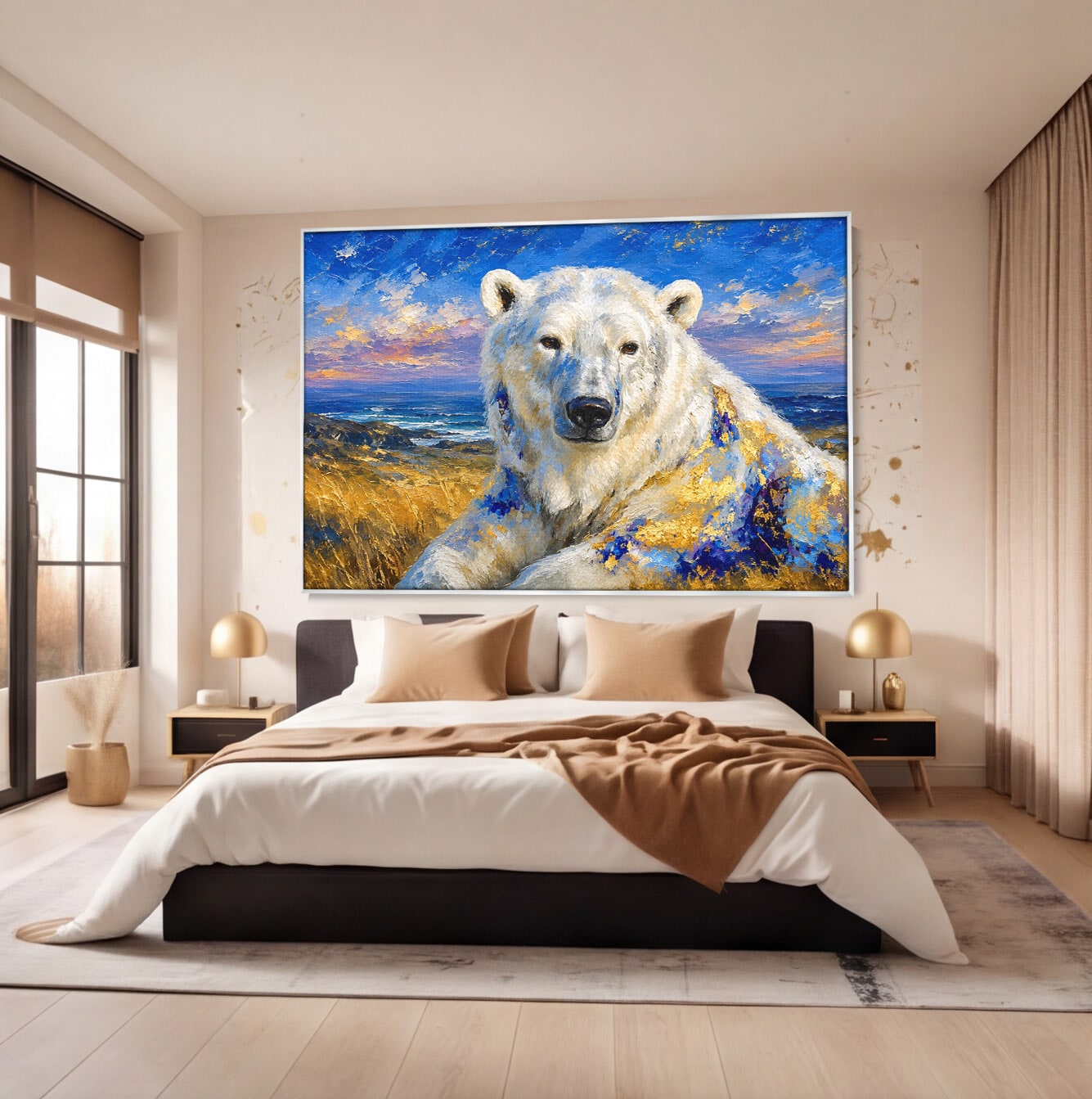 Tablou Canvas Premium LuxCanva® M1603, Noblețe Arctică, Urs, Peisaj, Arctic, Living, Animale, Pictura, Culori Vibrante
