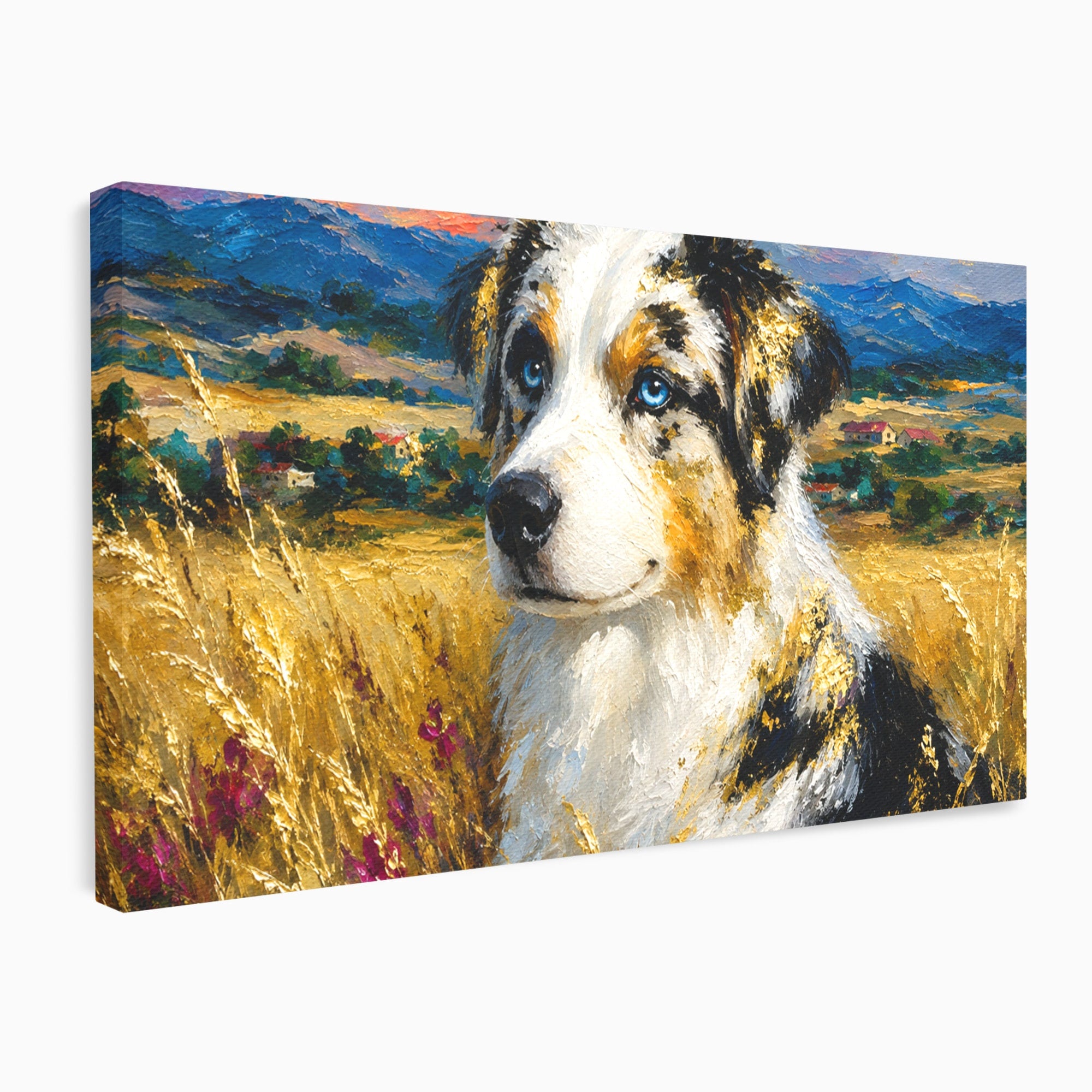 Tablou Canvas Premium LuxCanva® M1604, Prieten Devotat, Caine, Peisaj, Natura, Campie, Living, Dormitor, Culori Vibrante