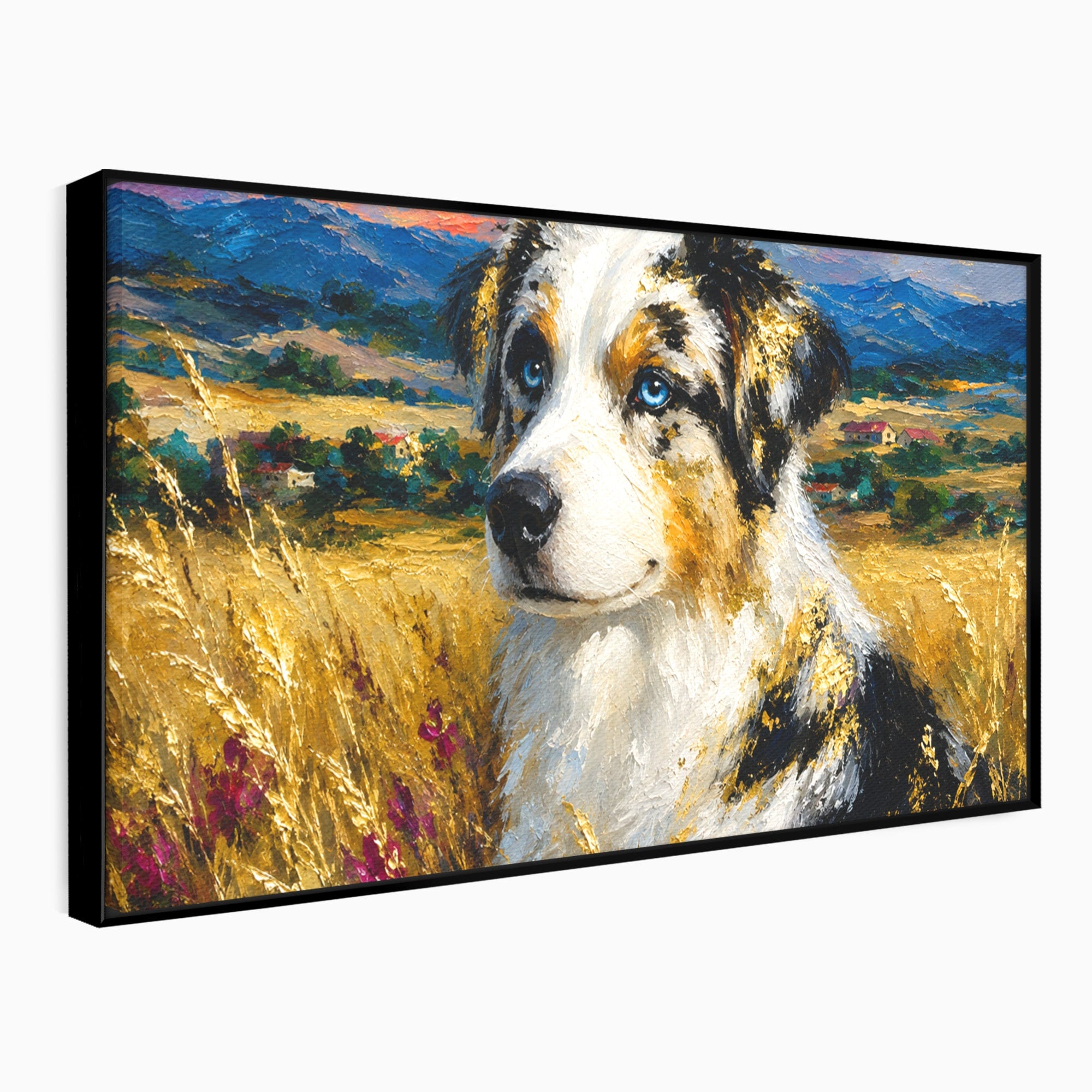 Tablou Canvas Premium LuxCanva® M1604, Prieten Devotat, Caine, Peisaj, Natura, Campie, Living, Dormitor, Culori Vibrante