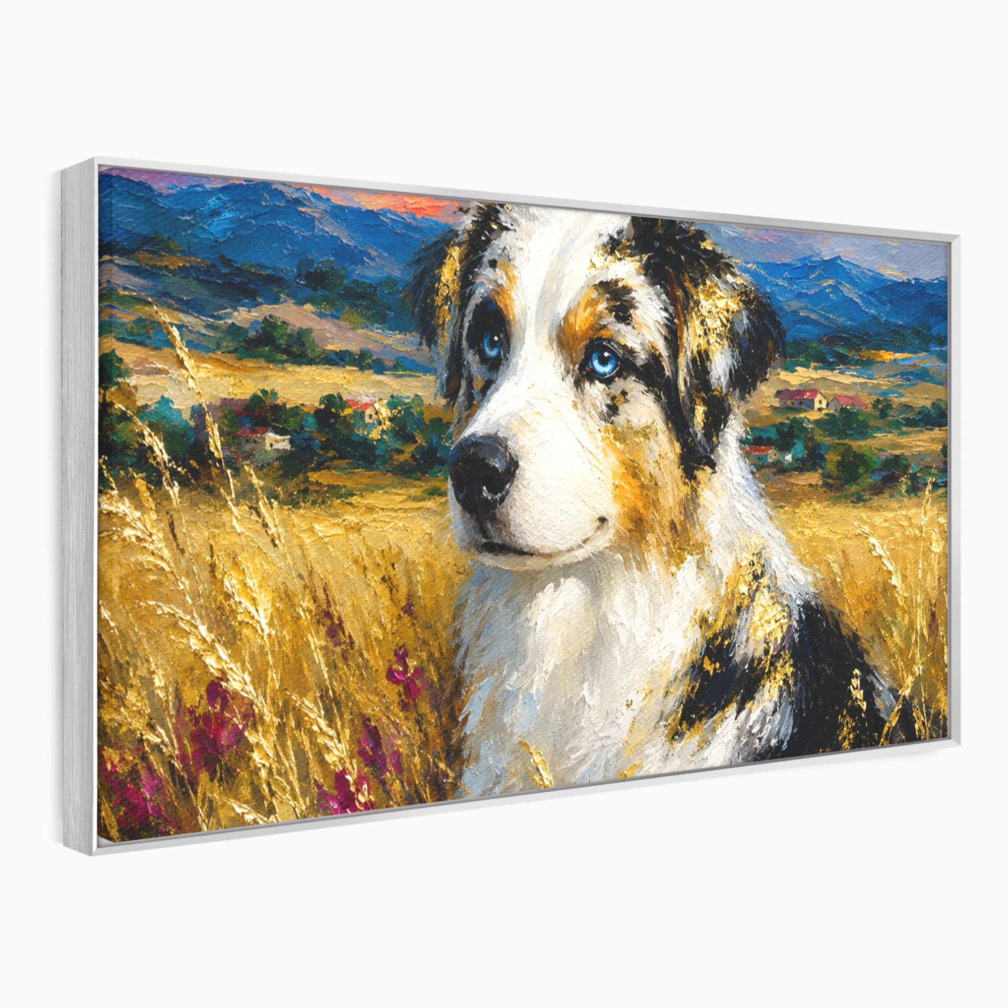 Tablou Canvas Premium LuxCanva® M1604, Prieten Devotat, Caine, Peisaj, Natura, Campie, Living, Dormitor, Culori Vibrante