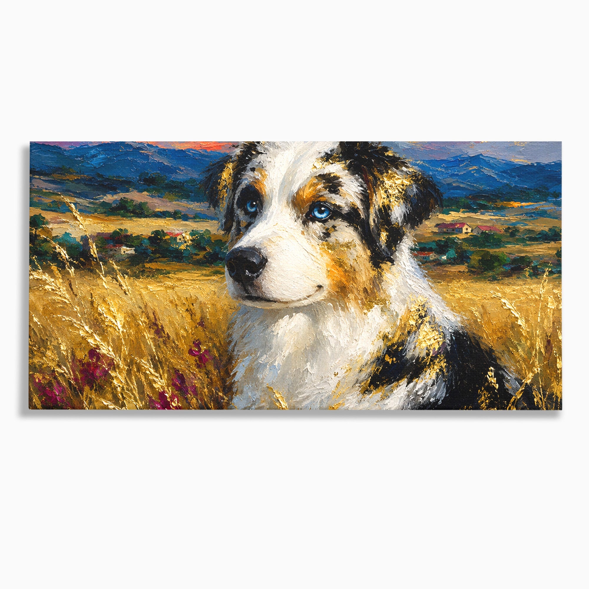 Tablou Canvas Premium LuxCanva® M1604, Prieten Devotat, Caine, Peisaj, Natura, Campie, Living, Dormitor, Culori Vibrante