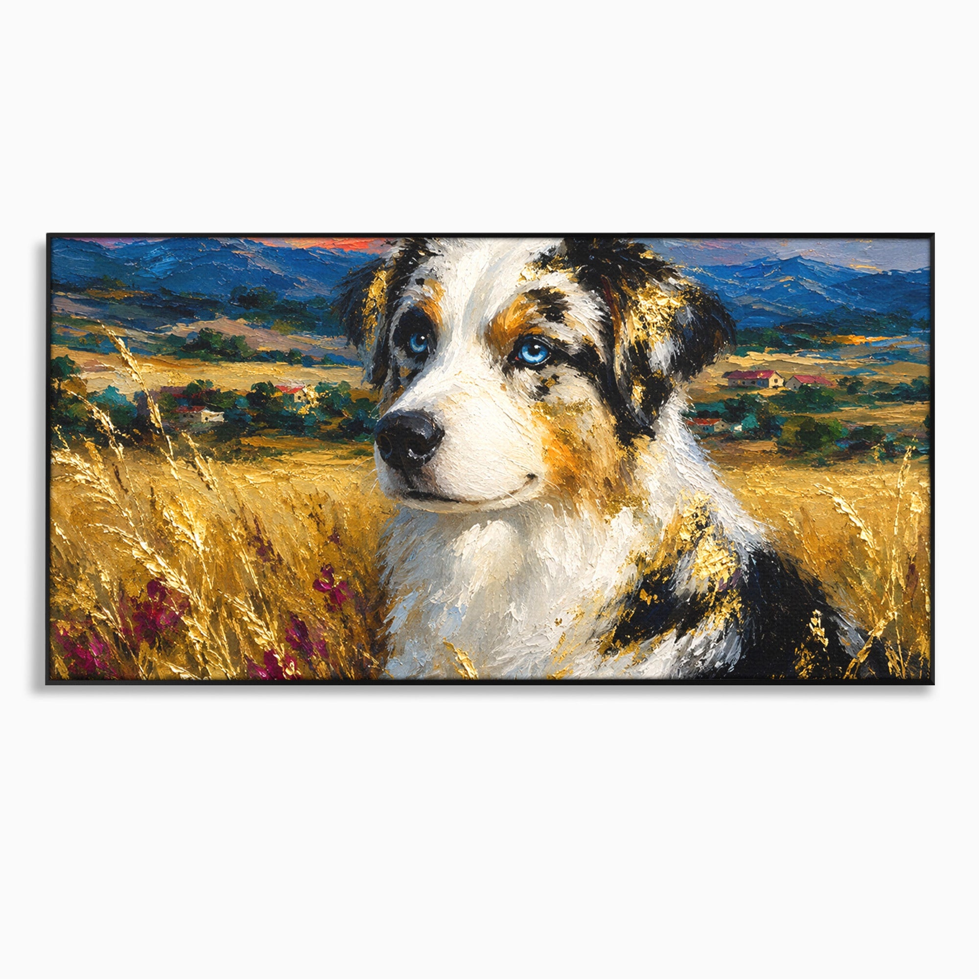 Tablou Canvas Premium LuxCanva® M1604, Prieten Devotat, Caine, Peisaj, Natura, Campie, Living, Dormitor, Culori Vibrante