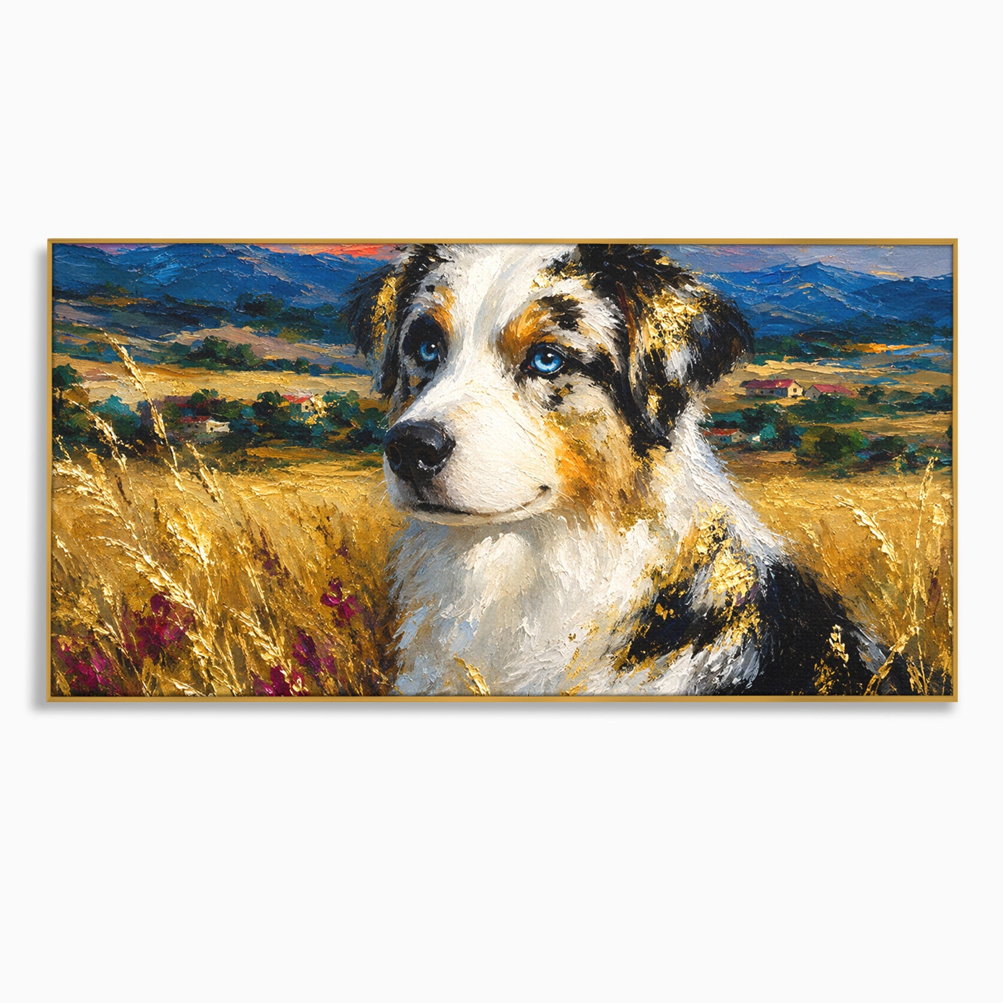 Tablou Canvas Premium LuxCanva® M1604, Prieten Devotat, Caine, Peisaj, Natura, Campie, Living, Dormitor, Culori Vibrante