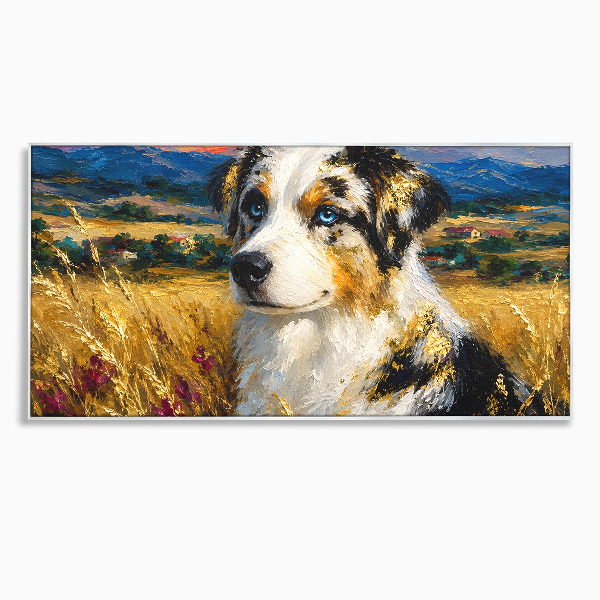 Tablou Canvas Premium LuxCanva® M1604, Prieten Devotat, Caine, Peisaj, Natura, Campie, Living, Dormitor, Culori Vibrante