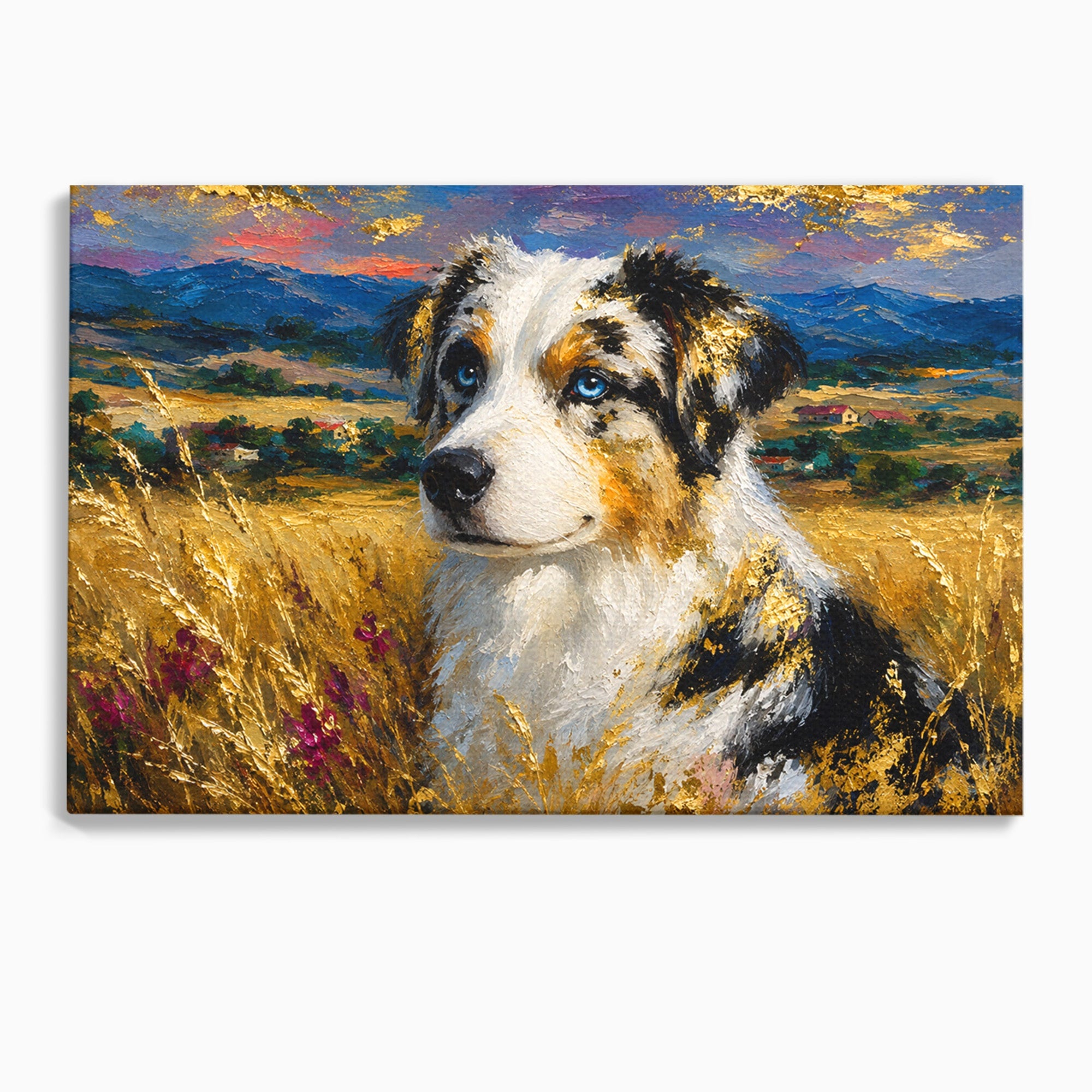 Tablou Canvas Premium LuxCanva® M1604, Prieten Devotat, Caine, Peisaj, Natura, Campie, Living, Dormitor, Culori Vibrante