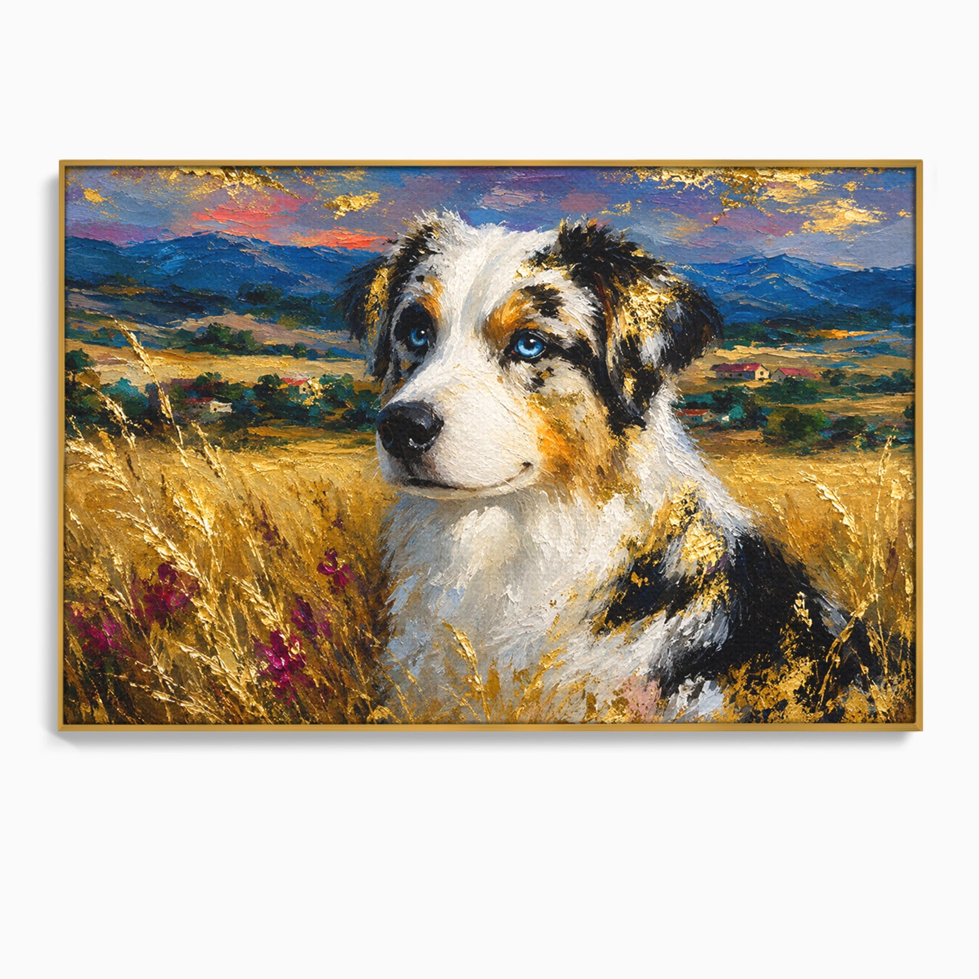 Tablou Canvas Premium LuxCanva® M1604, Prieten Devotat, Caine, Peisaj, Natura, Campie, Living, Dormitor, Culori Vibrante