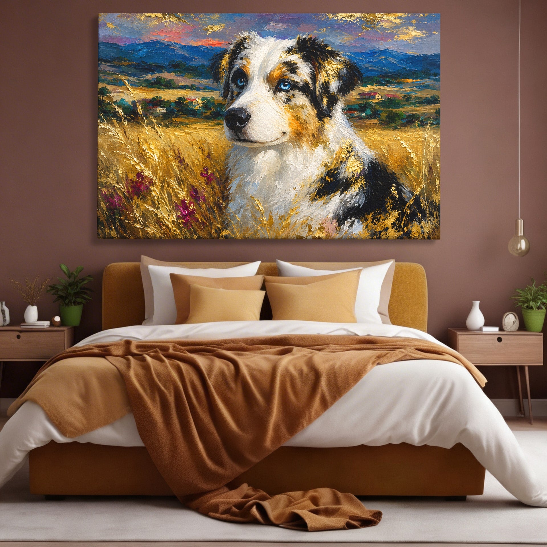 Tablou Canvas Premium LuxCanva® M1604, Prieten Devotat, Caine, Peisaj, Natura, Campie, Living, Dormitor, Culori Vibrante