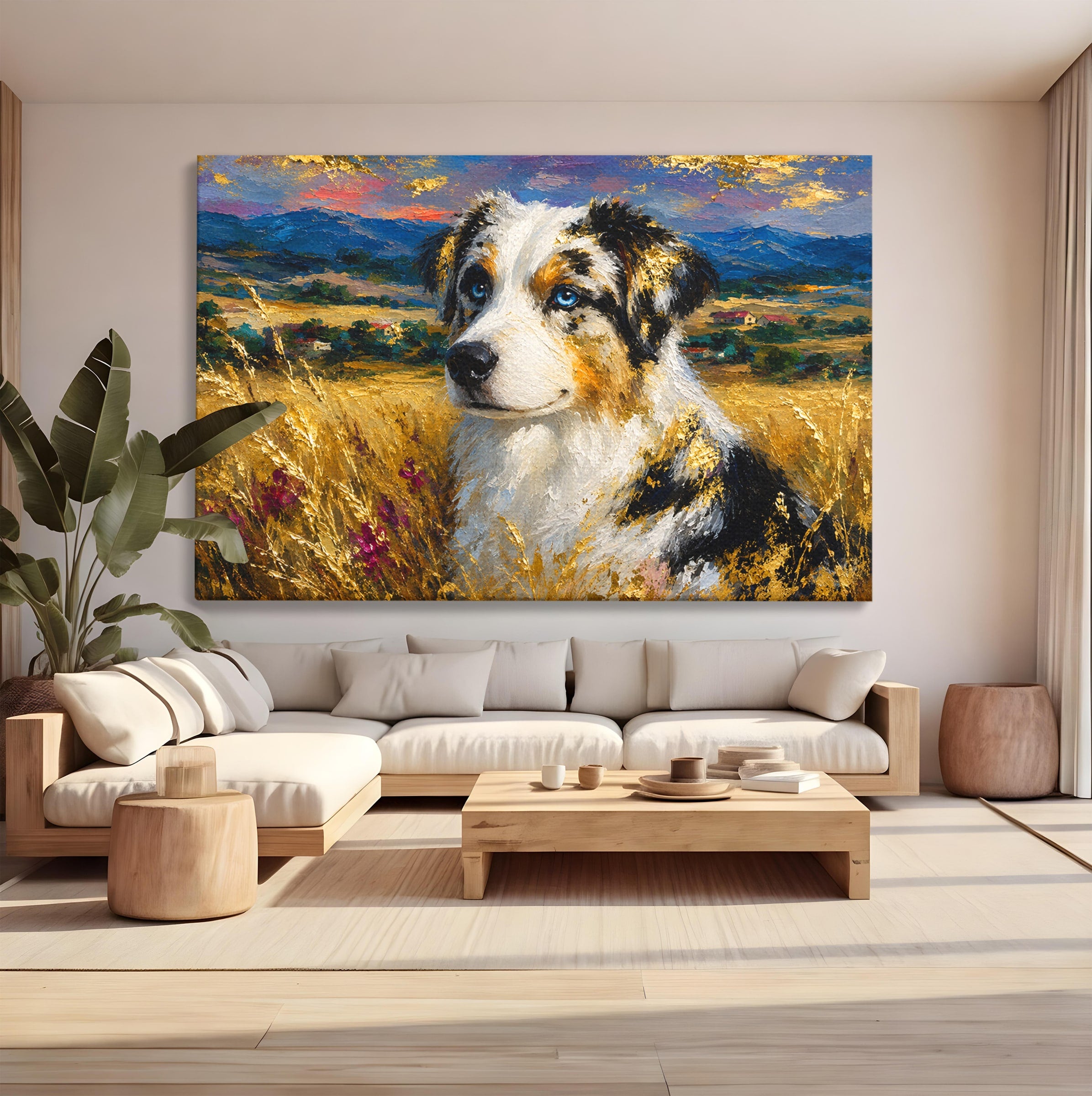 Tablou Canvas Premium LuxCanva® M1604, Prieten Devotat, Caine, Peisaj, Natura, Campie, Living, Dormitor, Culori Vibrante