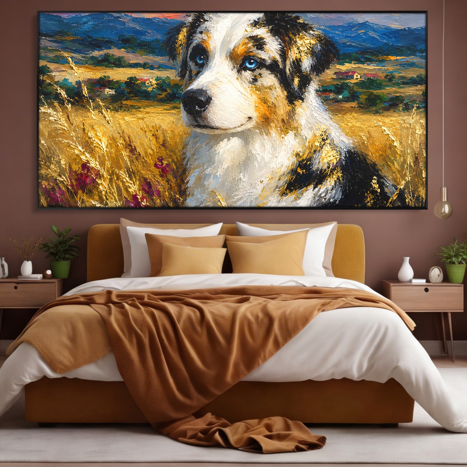 Tablou Canvas Premium LuxCanva® M1604, Prieten Devotat, Caine, Peisaj, Natura, Campie, Living, Dormitor, Culori Vibrante