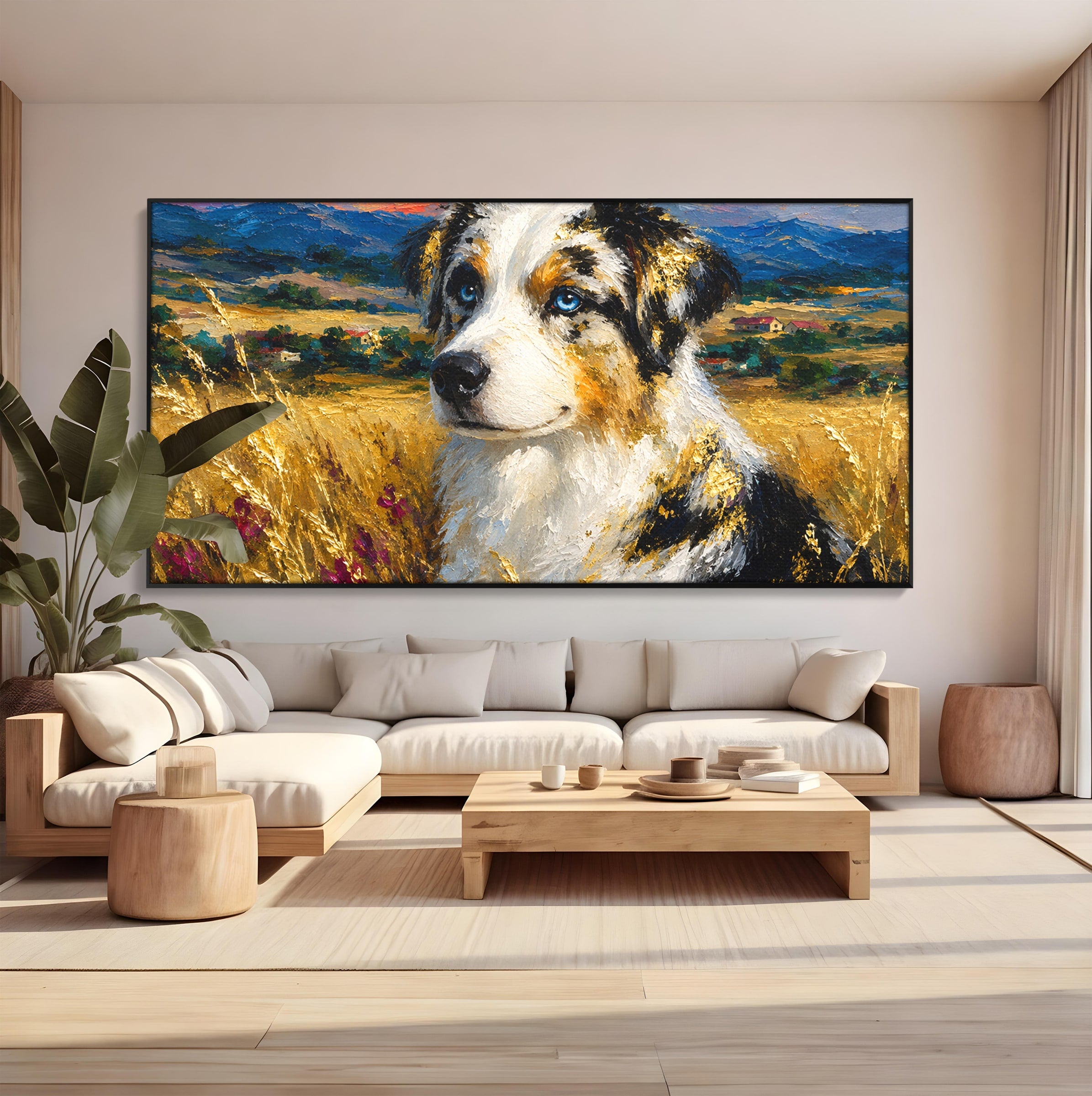 Tablou Canvas Premium LuxCanva® M1604, Prieten Devotat, Caine, Peisaj, Natura, Campie, Living, Dormitor, Culori Vibrante