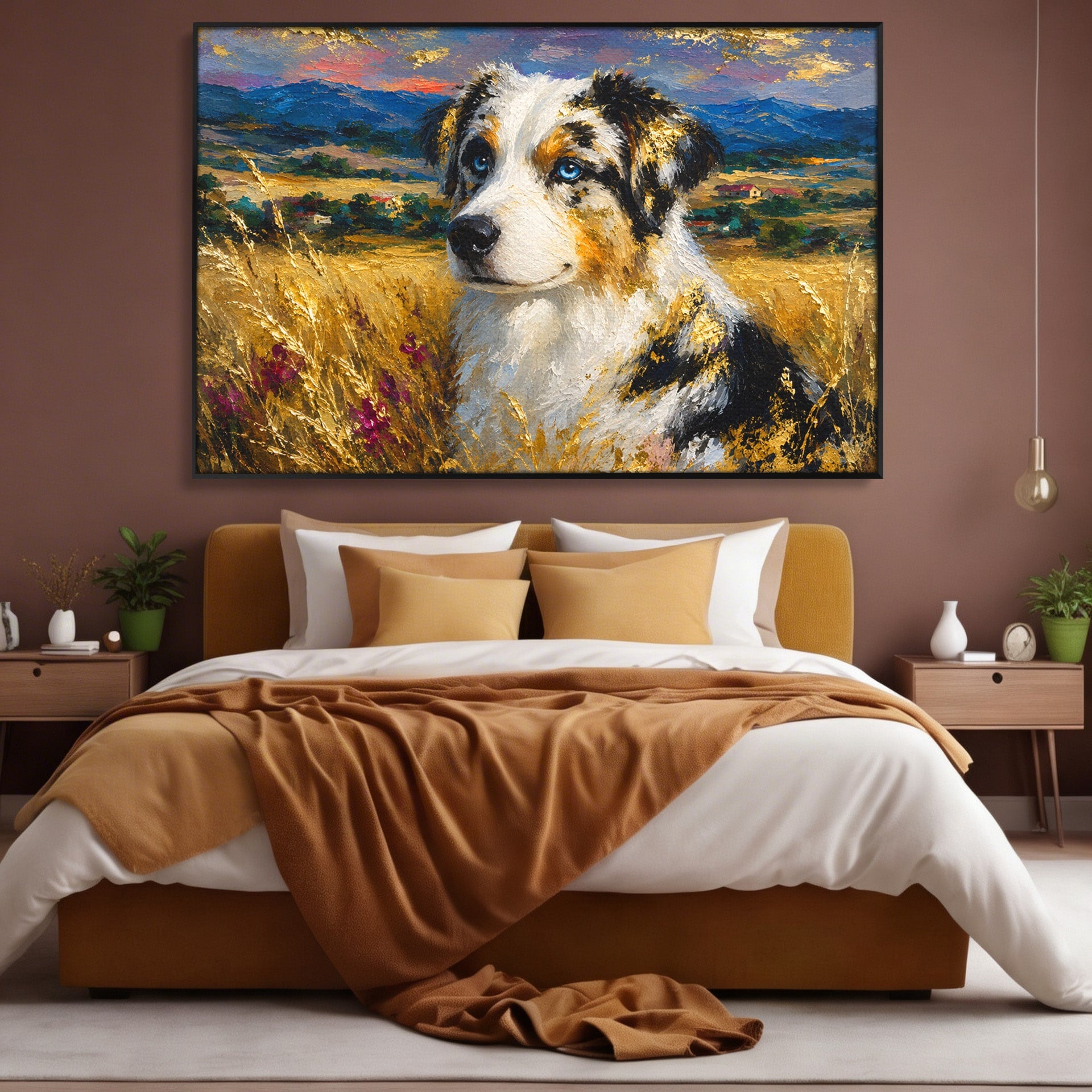 Tablou Canvas Premium LuxCanva® M1604, Prieten Devotat, Caine, Peisaj, Natura, Campie, Living, Dormitor, Culori Vibrante