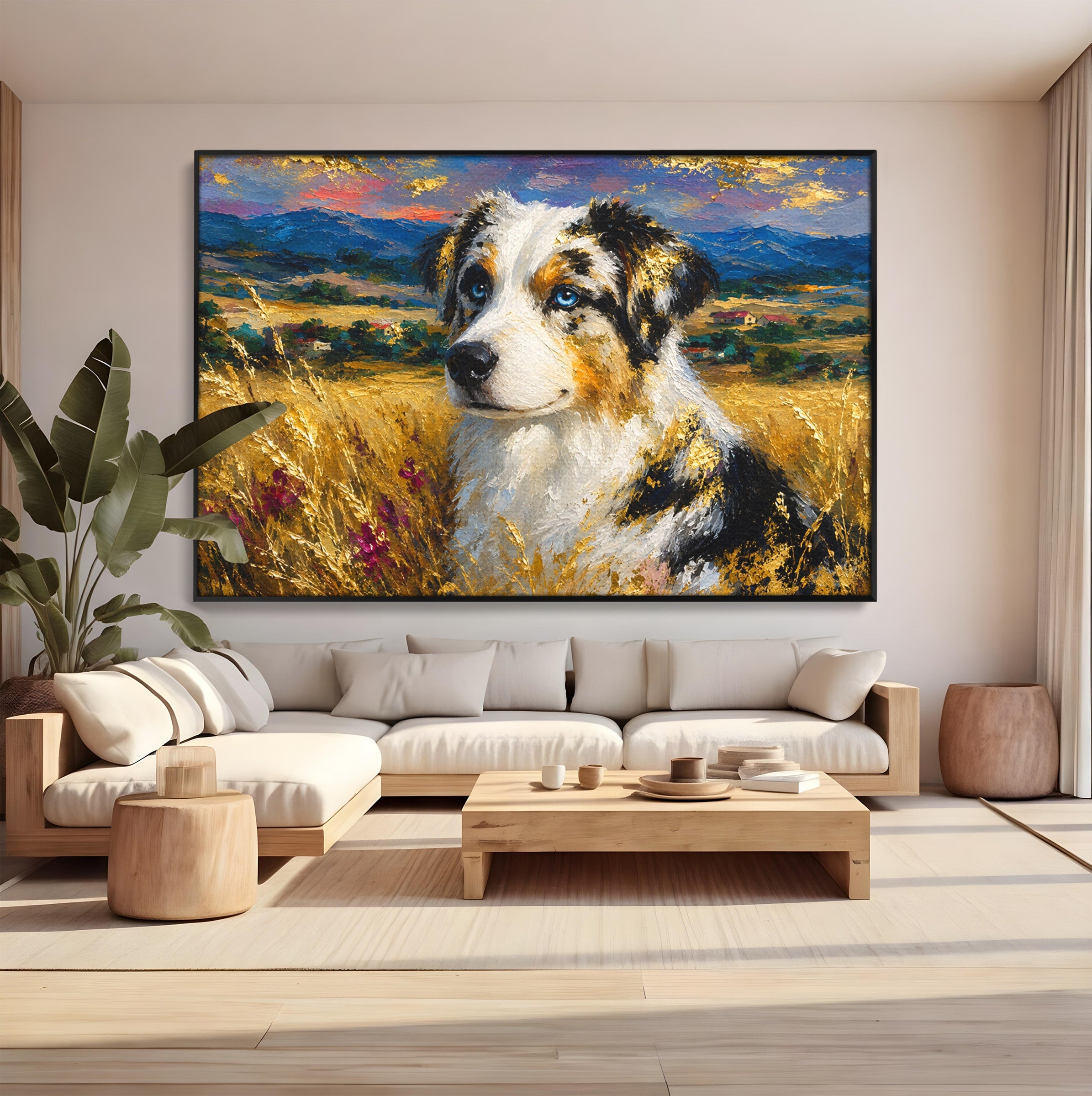 Tablou Canvas Premium LuxCanva® M1604, Prieten Devotat, Caine, Peisaj, Natura, Campie, Living, Dormitor, Culori Vibrante