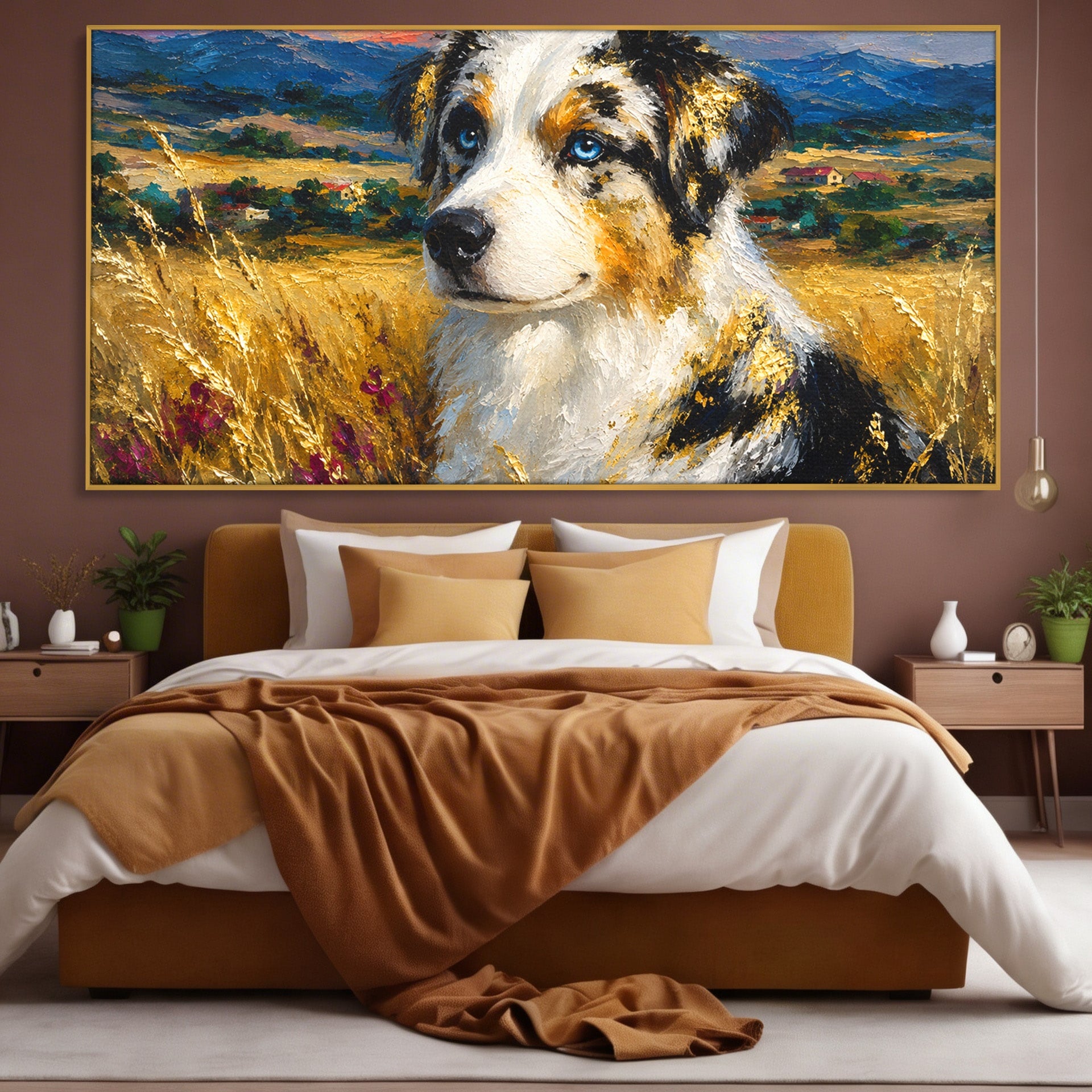 Tablou Canvas Premium LuxCanva® M1604, Prieten Devotat, Caine, Peisaj, Natura, Campie, Living, Dormitor, Culori Vibrante