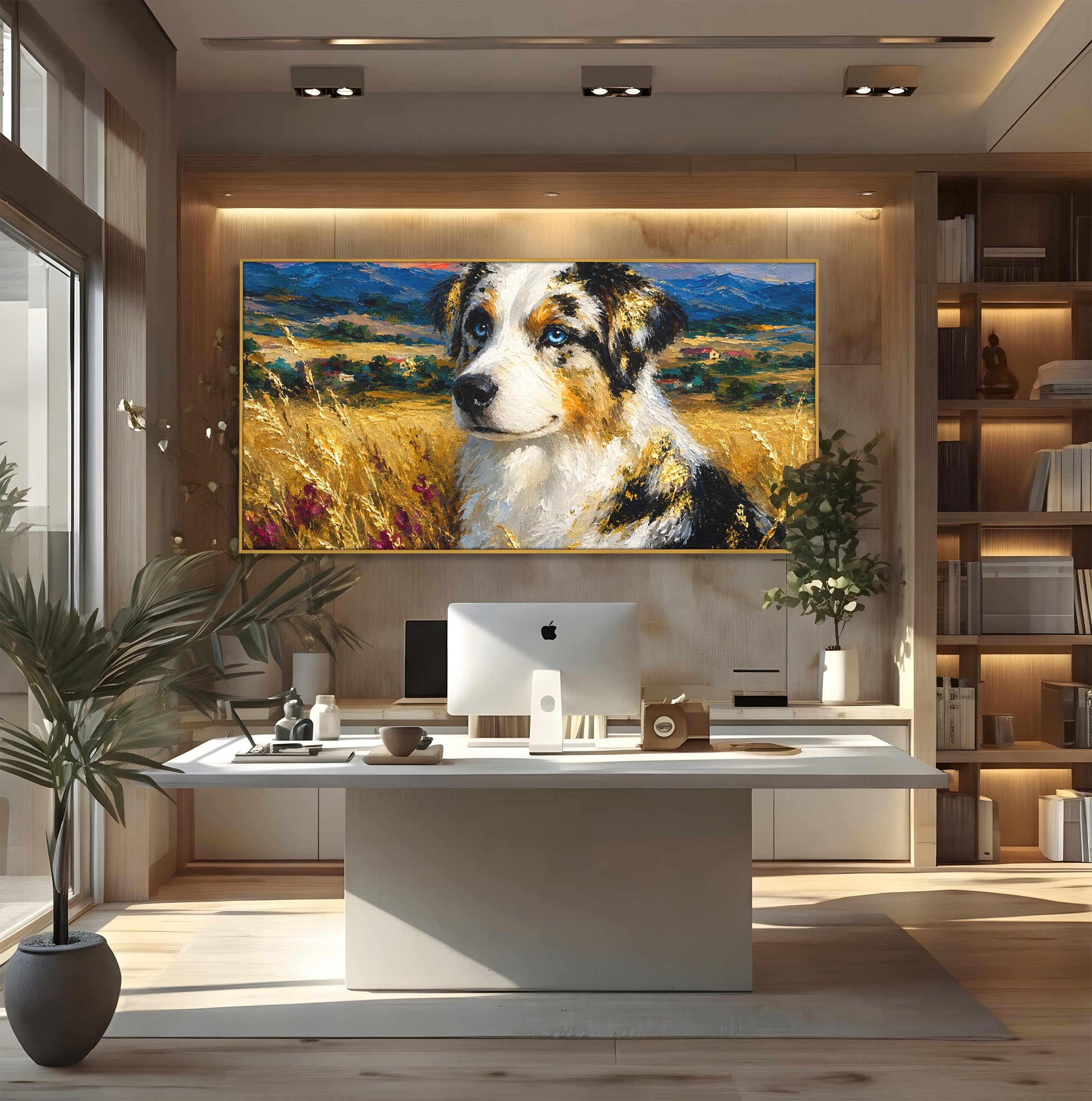Tablou Canvas Premium LuxCanva® M1604, Prieten Devotat, Caine, Peisaj, Natura, Campie, Living, Dormitor, Culori Vibrante