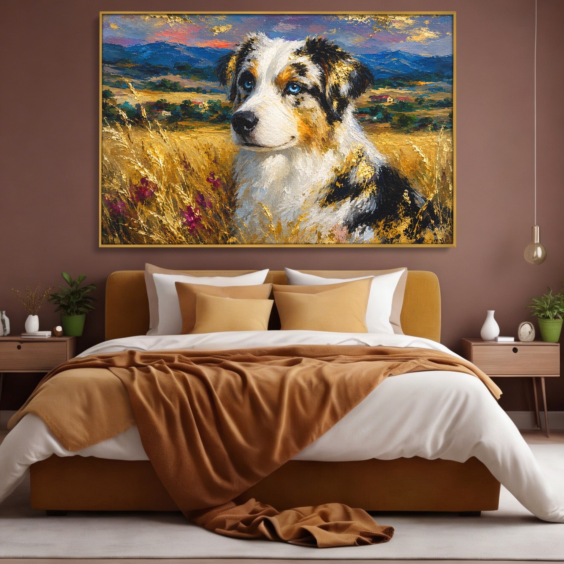 Tablou Canvas Premium LuxCanva® M1604, Prieten Devotat, Caine, Peisaj, Natura, Campie, Living, Dormitor, Culori Vibrante