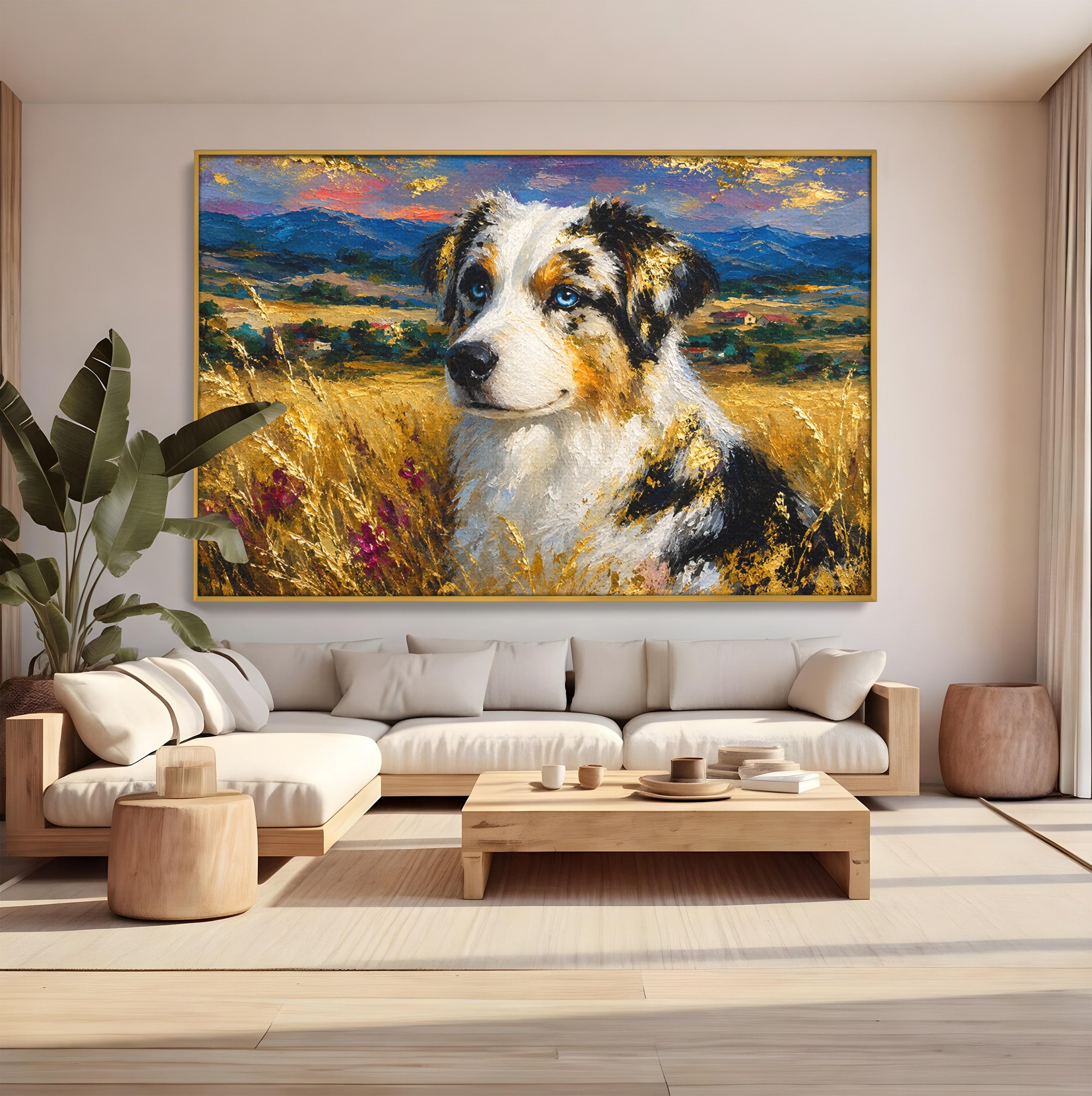 Tablou Canvas Premium LuxCanva® M1604, Prieten Devotat, Caine, Peisaj, Natura, Campie, Living, Dormitor, Culori Vibrante