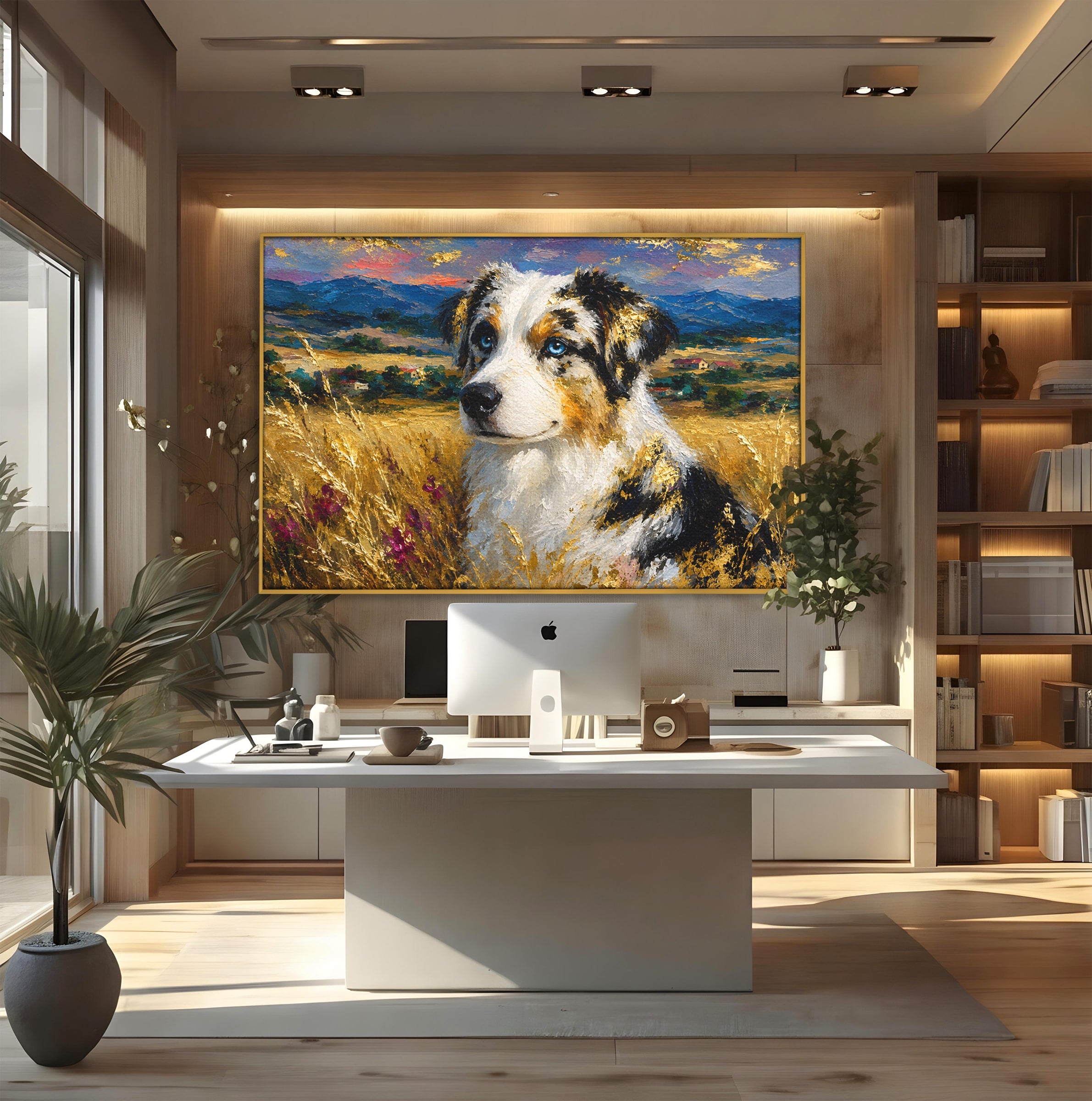 Tablou Canvas Premium LuxCanva® M1604, Prieten Devotat, Caine, Peisaj, Natura, Campie, Living, Dormitor, Culori Vibrante