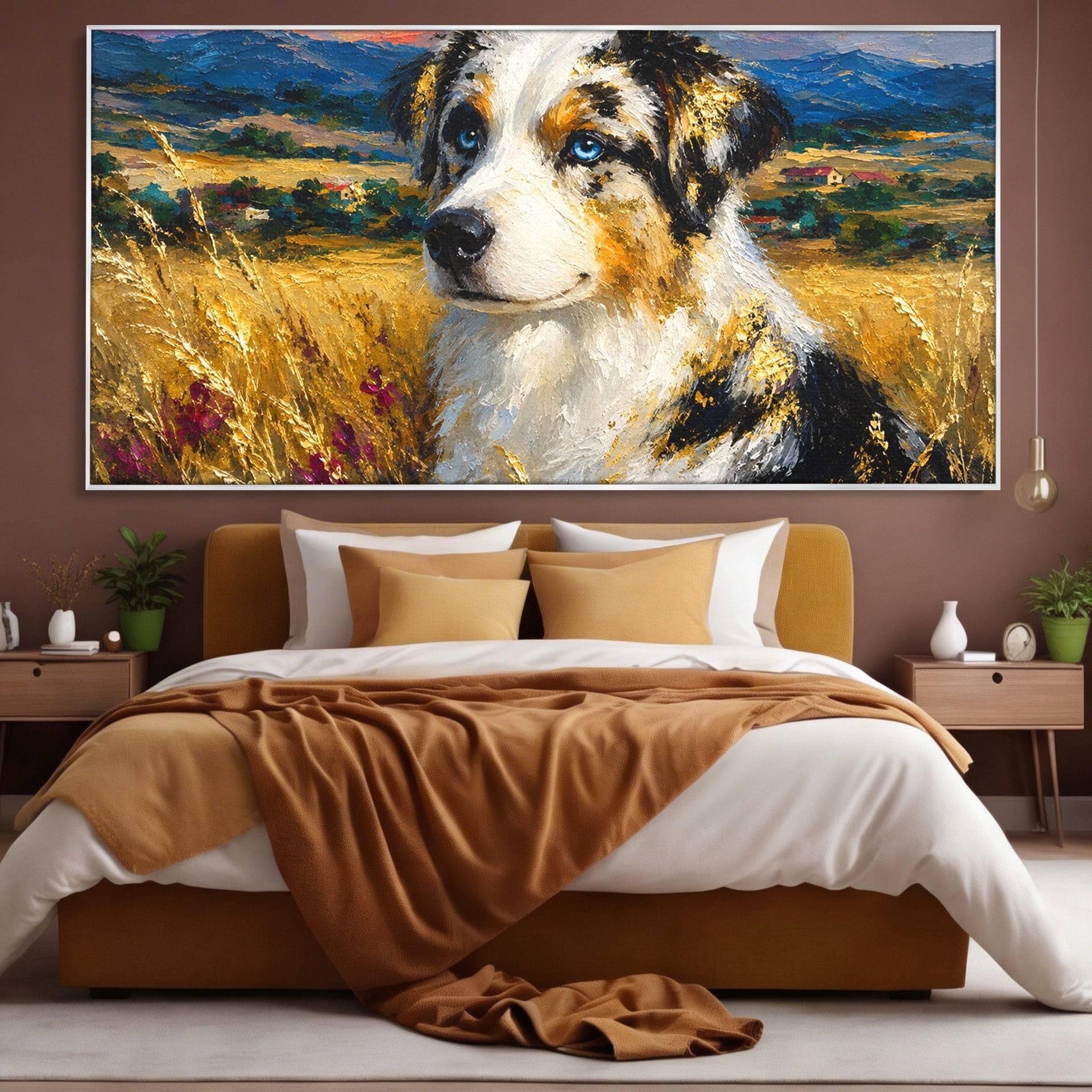 Tablou Canvas Premium LuxCanva® M1604, Prieten Devotat, Caine, Peisaj, Natura, Campie, Living, Dormitor, Culori Vibrante