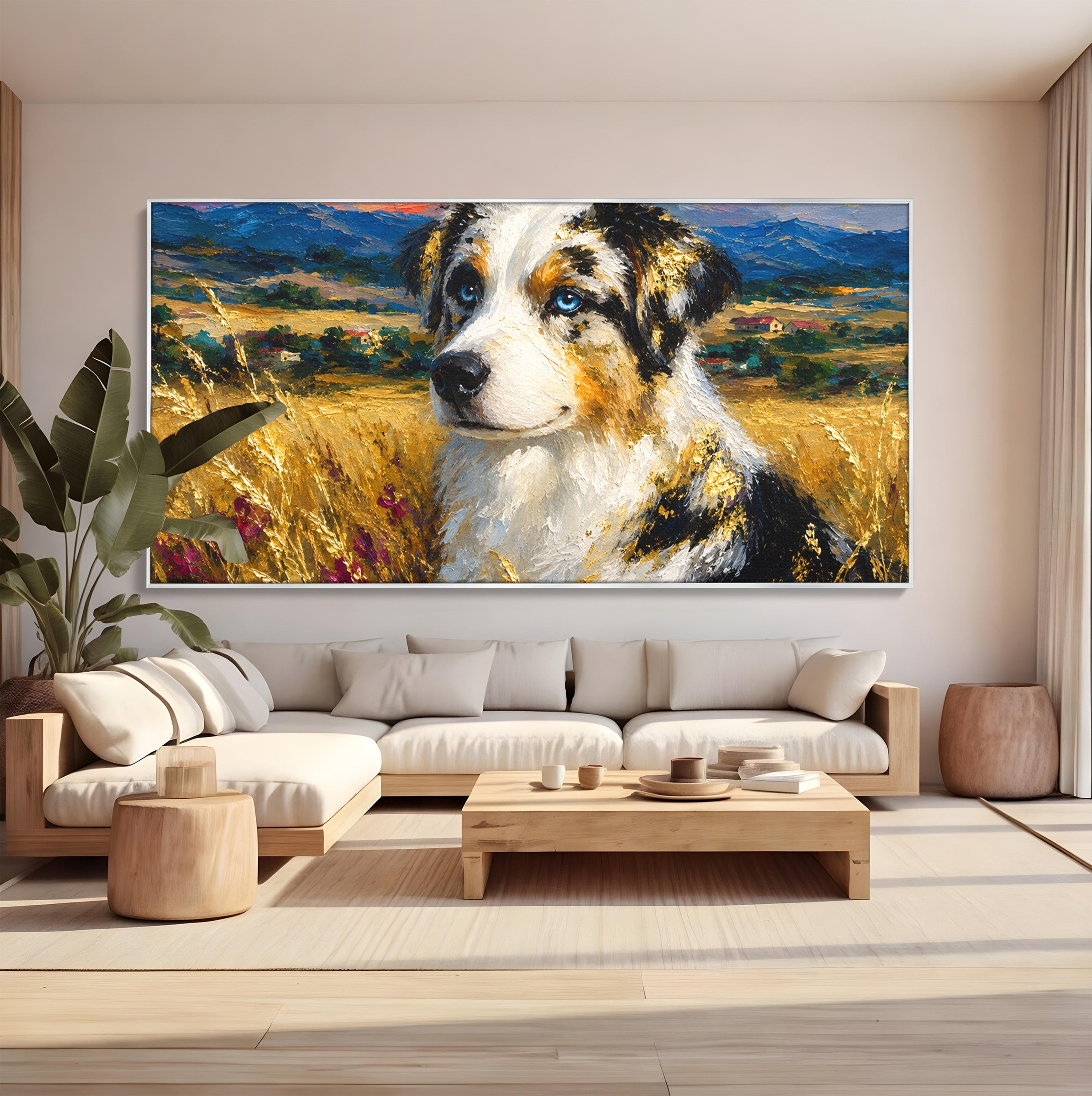 Tablou Canvas Premium LuxCanva® M1604, Prieten Devotat, Caine, Peisaj, Natura, Campie, Living, Dormitor, Culori Vibrante