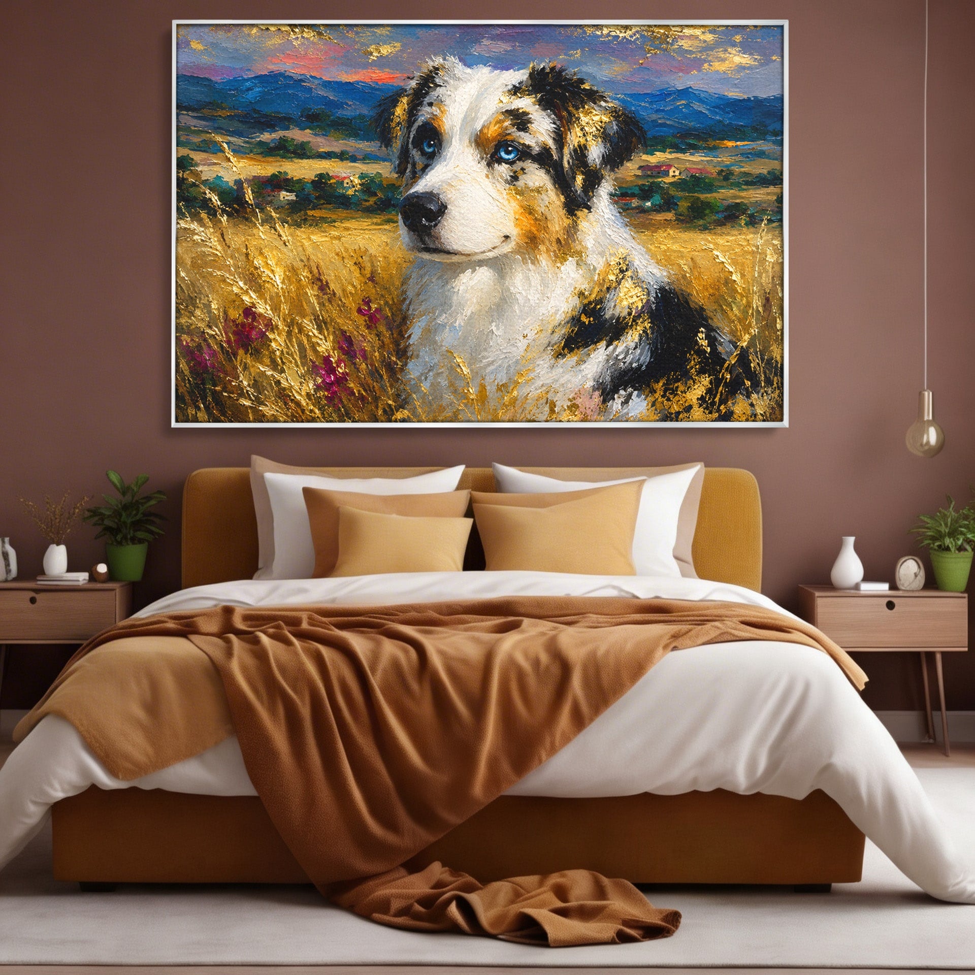Tablou Canvas Premium LuxCanva® M1604, Prieten Devotat, Caine, Peisaj, Natura, Campie, Living, Dormitor, Culori Vibrante
