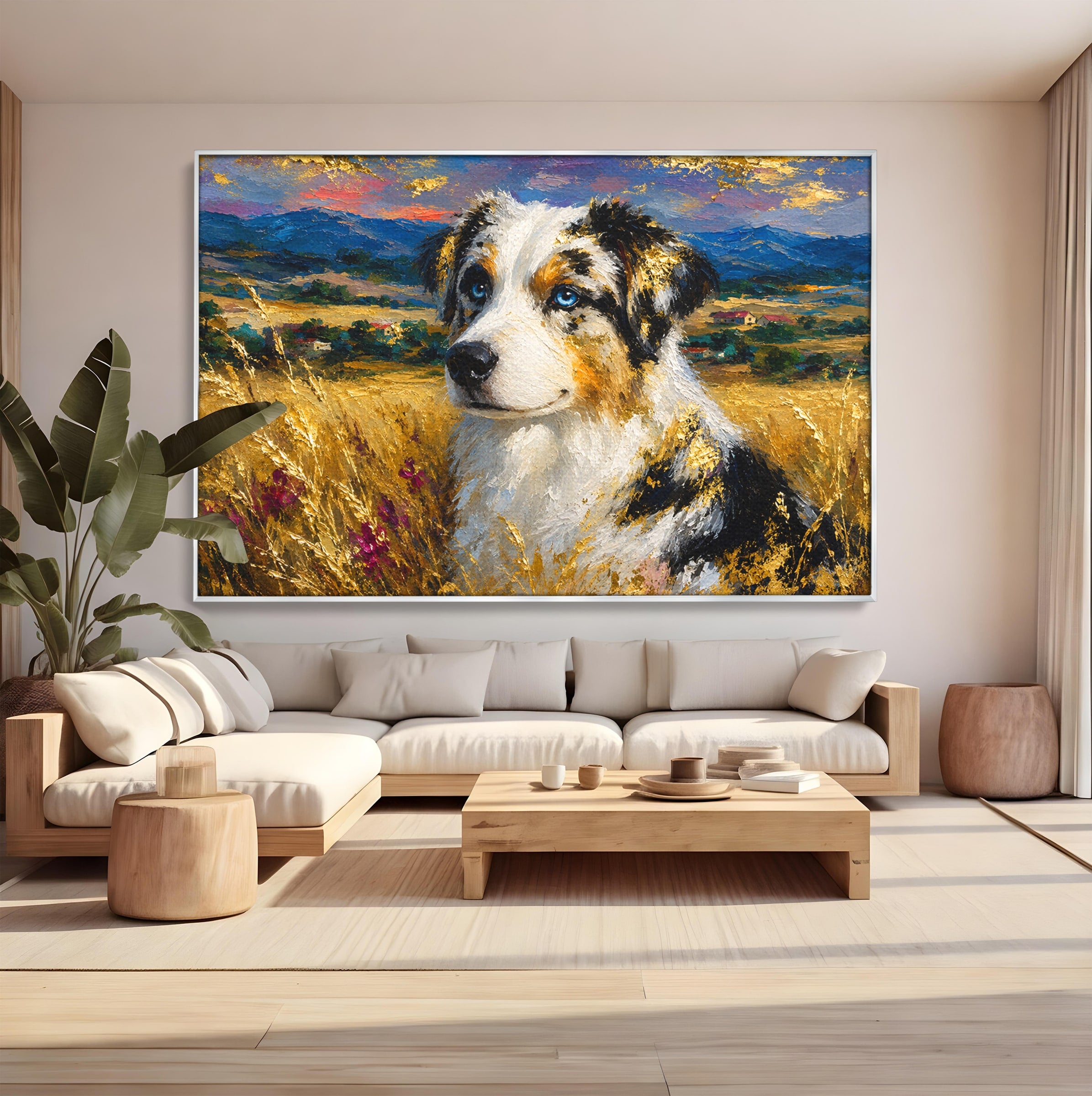Tablou Canvas Premium LuxCanva® M1604, Prieten Devotat, Caine, Peisaj, Natura, Campie, Living, Dormitor, Culori Vibrante