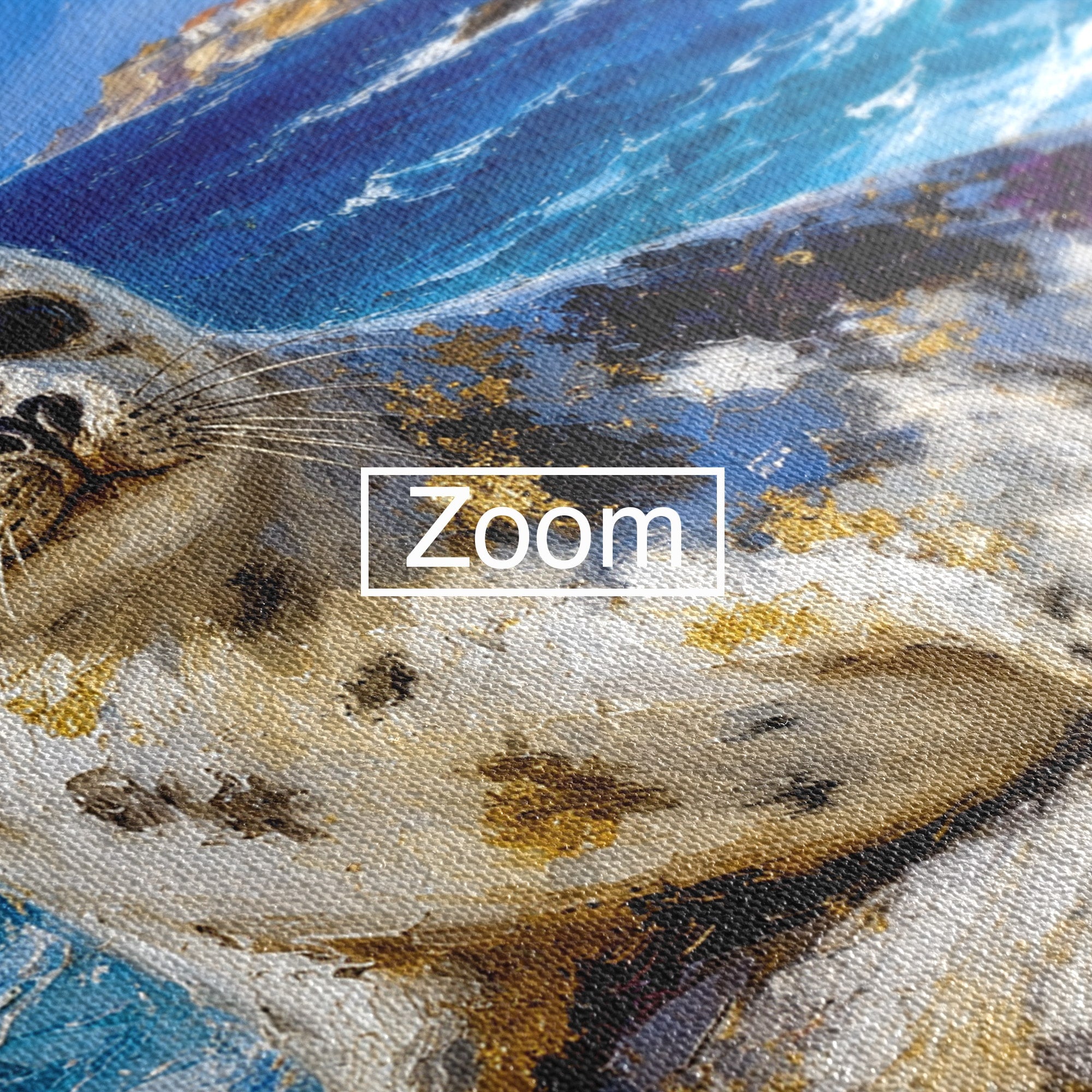Tablou Canvas Premium LuxCanva® M1605, Foca Pe Tarm, Foca, Mare, Peisaj, Animale, Living, Culori Vibrante