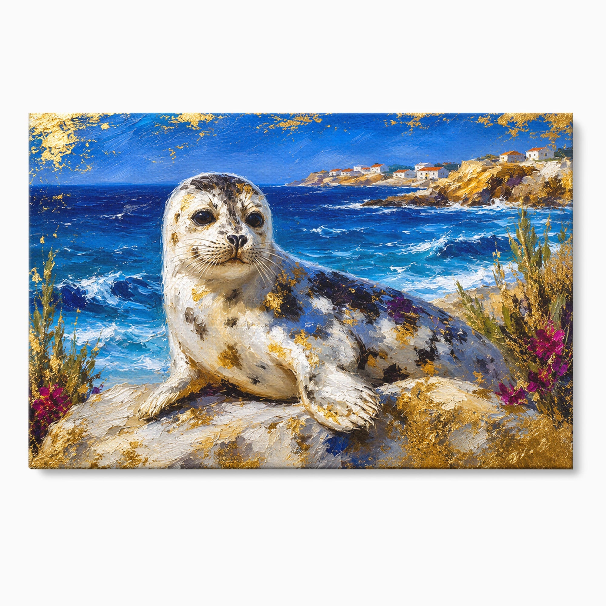 Tablou Canvas Premium LuxCanva® M1605, Foca Pe Tarm, Foca, Mare, Peisaj, Animale, Living, Culori Vibrante