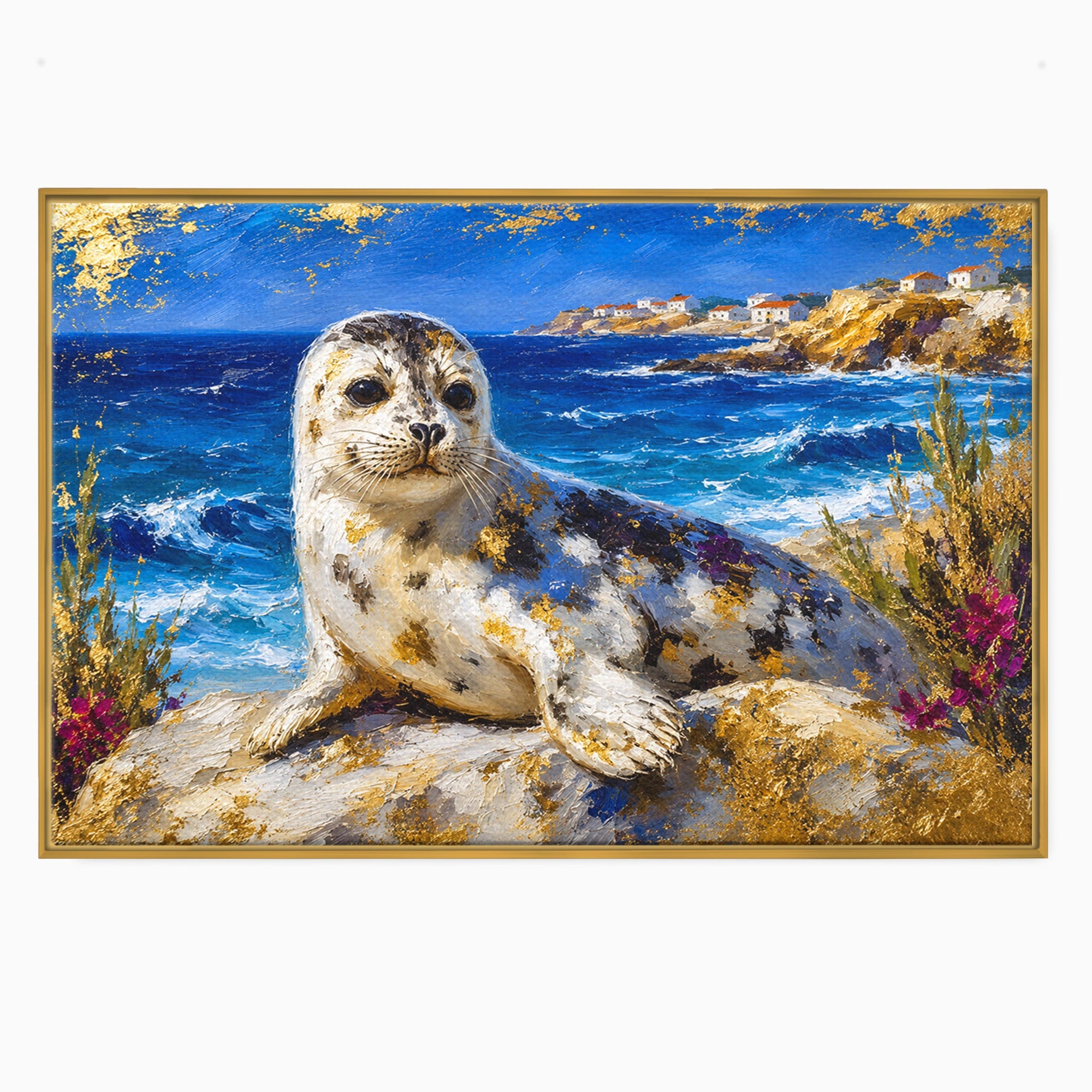 Tablou Canvas Premium LuxCanva® M1605, Foca Pe Tarm, Foca, Mare, Peisaj, Animale, Living, Culori Vibrante