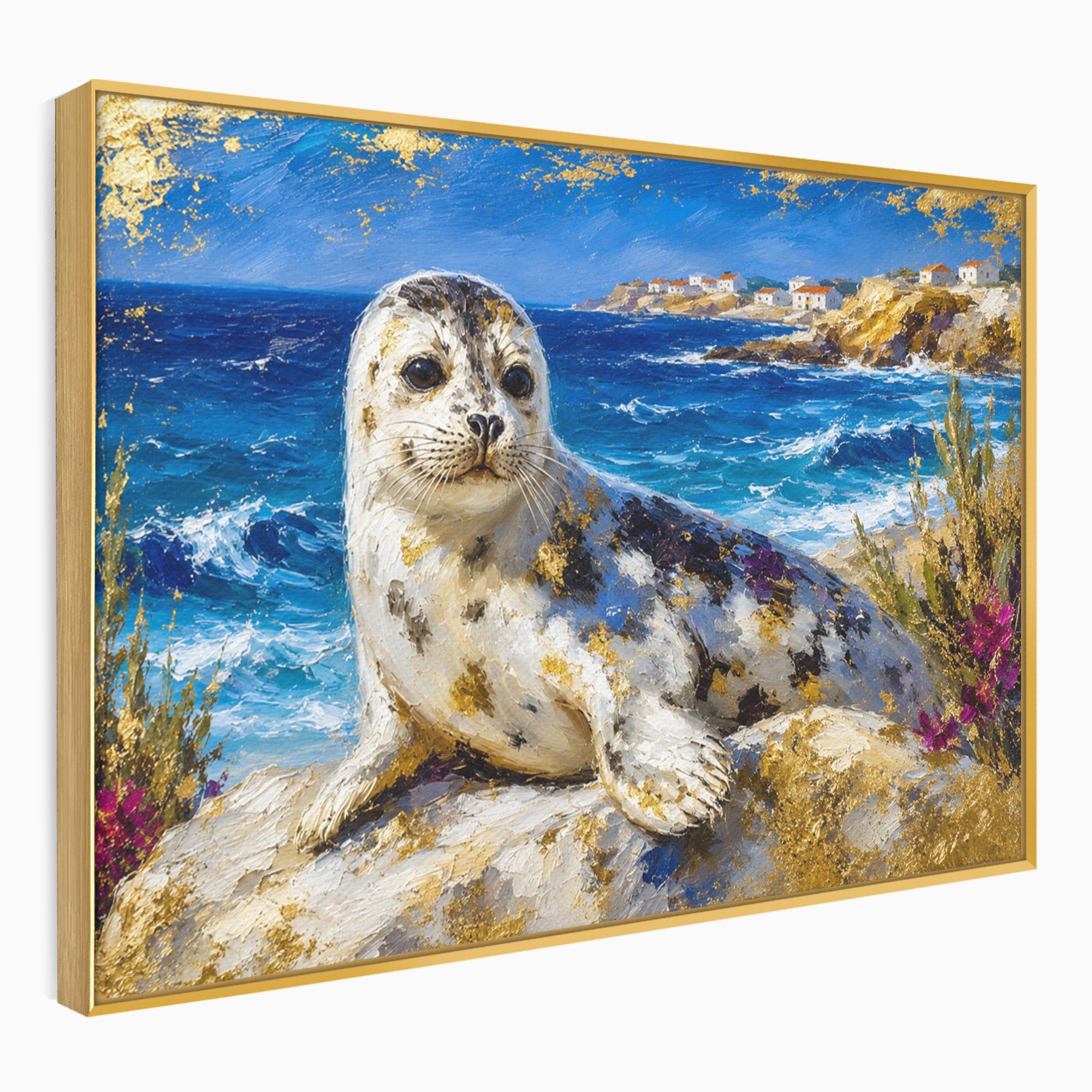 Tablou Canvas Premium LuxCanva® M1605, Foca Pe Tarm, Foca, Mare, Peisaj, Animale, Living, Culori Vibrante