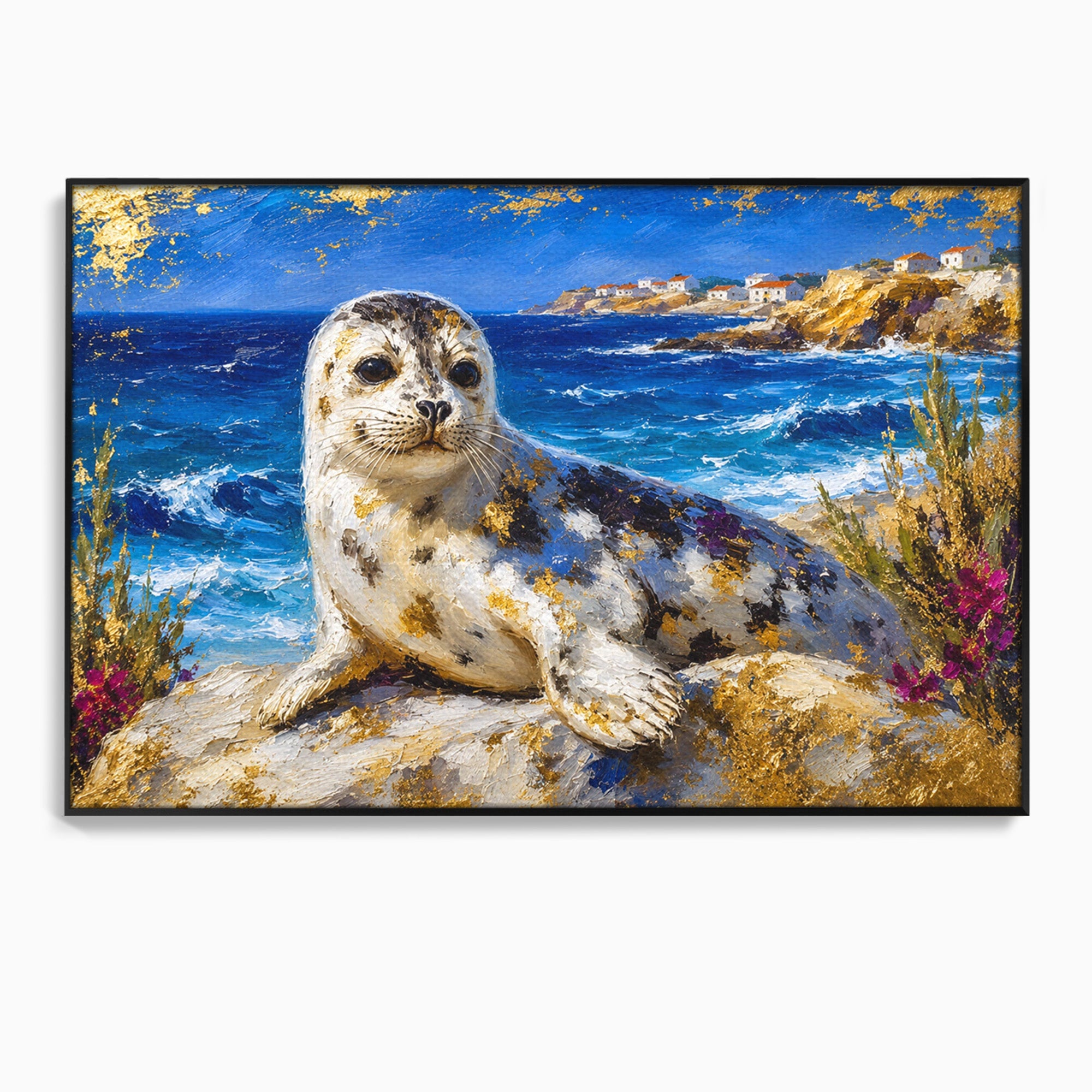 Tablou Canvas Premium LuxCanva® M1605, Foca Pe Tarm, Foca, Mare, Peisaj, Animale, Living, Culori Vibrante