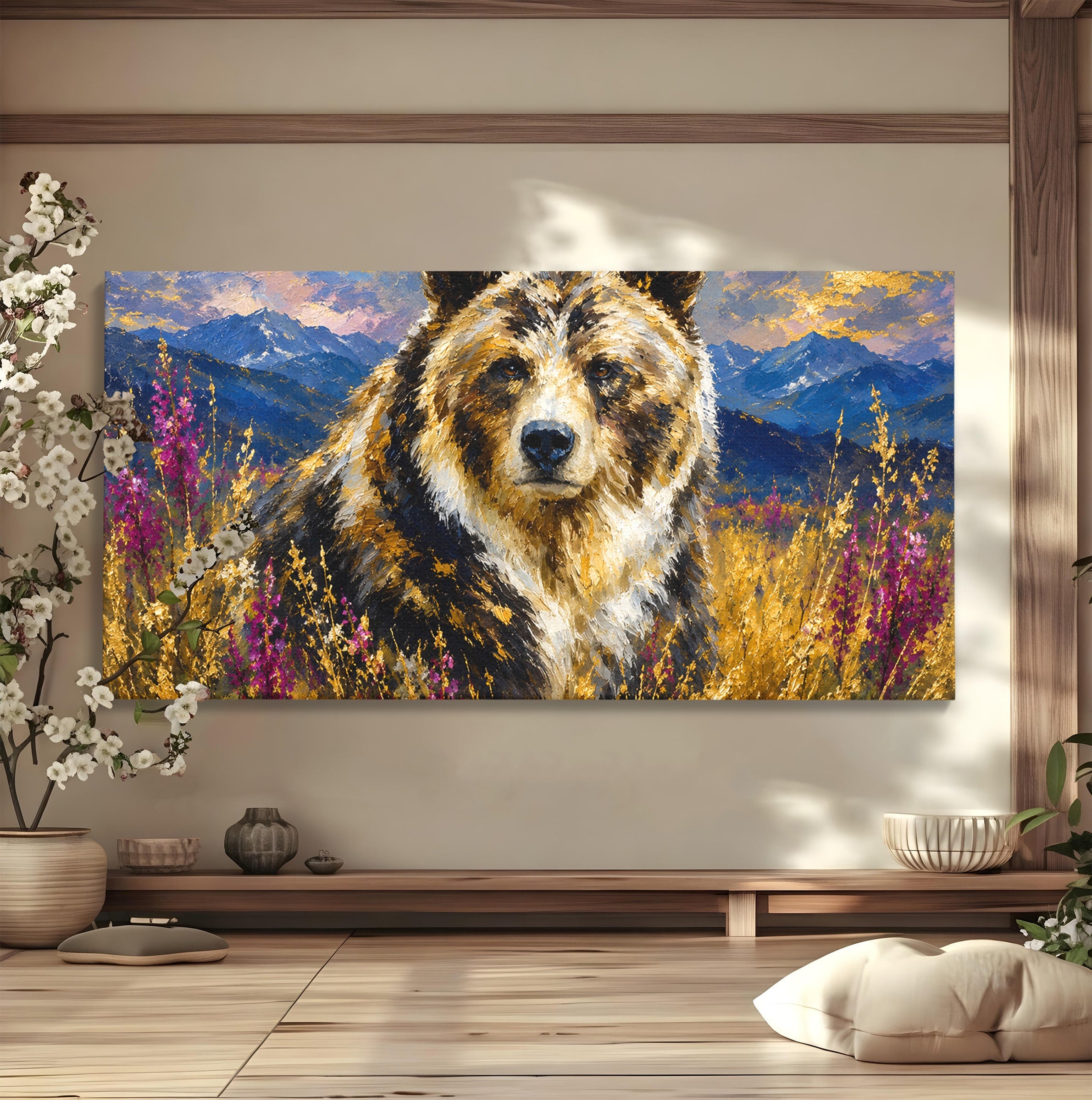 Tablou Canvas Premium LuxCanva® M1606, Ursul Din Munti, Urs, Munti, Natura, Salbaticie, Living, Culori Vibrante