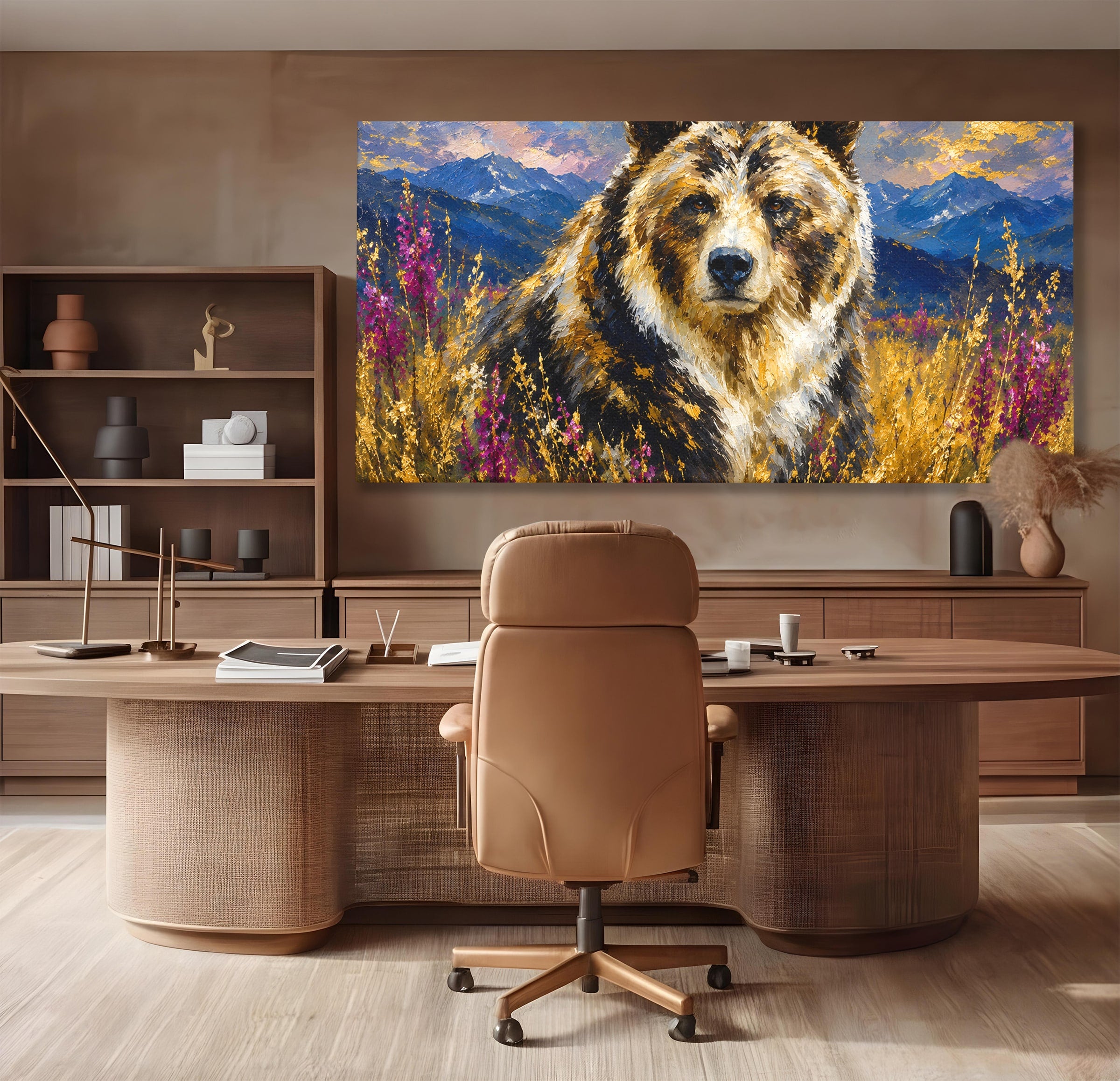 Tablou Canvas Premium LuxCanva® M1606, Ursul Din Munti, Urs, Munti, Natura, Salbaticie, Living, Culori Vibrante