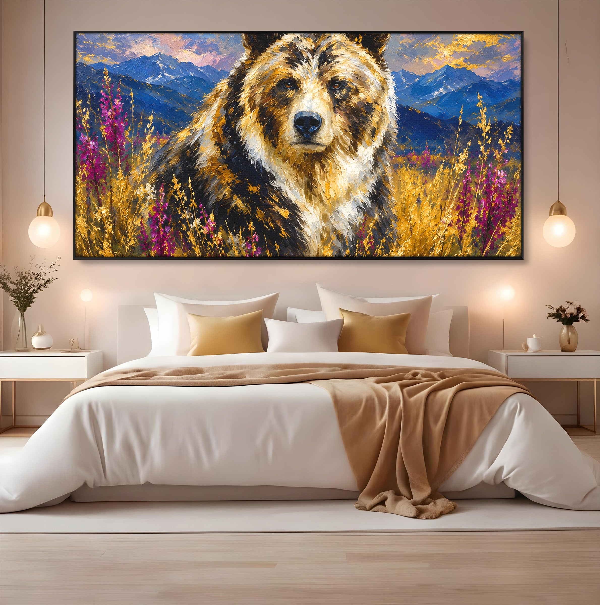 Tablou Canvas Premium LuxCanva® M1606, Ursul Din Munti, Urs, Munti, Natura, Salbaticie, Living, Culori Vibrante