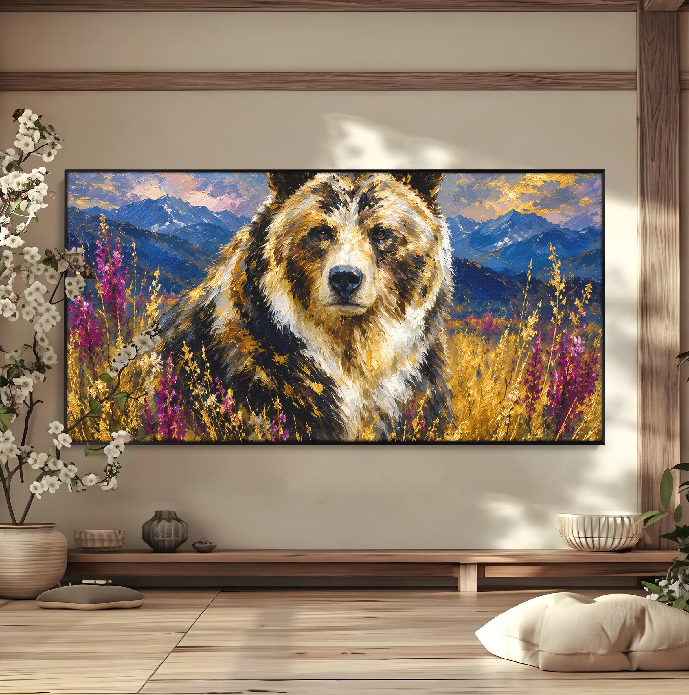 Tablou Canvas Premium LuxCanva® M1606, Ursul Din Munti, Urs, Munti, Natura, Salbaticie, Living, Culori Vibrante