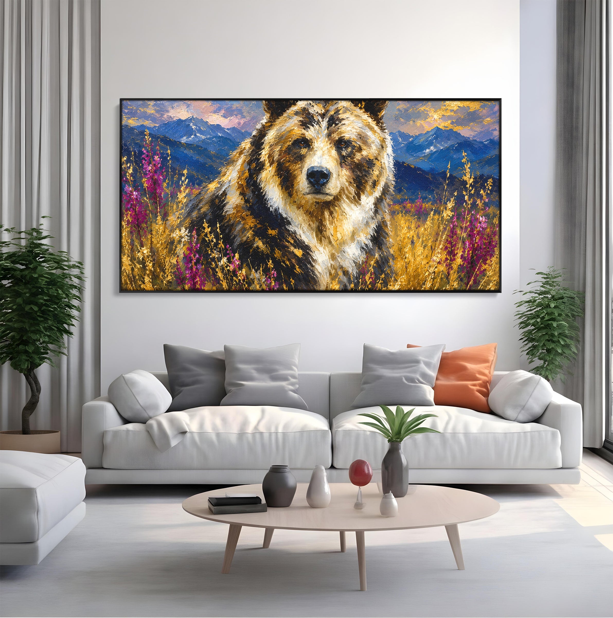 Tablou Canvas Premium LuxCanva® M1606, Ursul Din Munti, Urs, Munti, Natura, Salbaticie, Living, Culori Vibrante