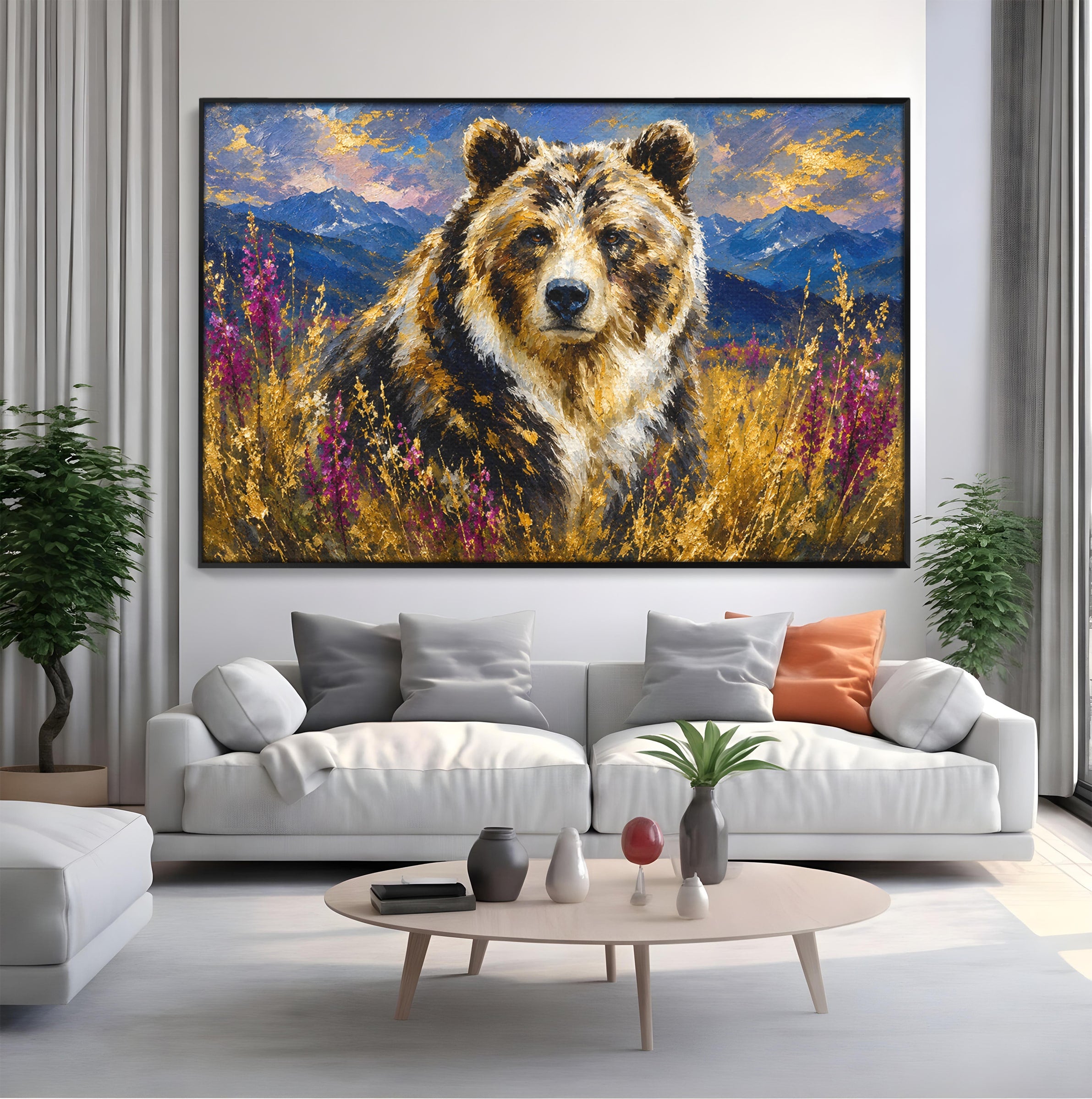 Tablou Canvas Premium LuxCanva® M1606, Ursul Din Munti, Urs, Munti, Natura, Salbaticie, Living, Culori Vibrante