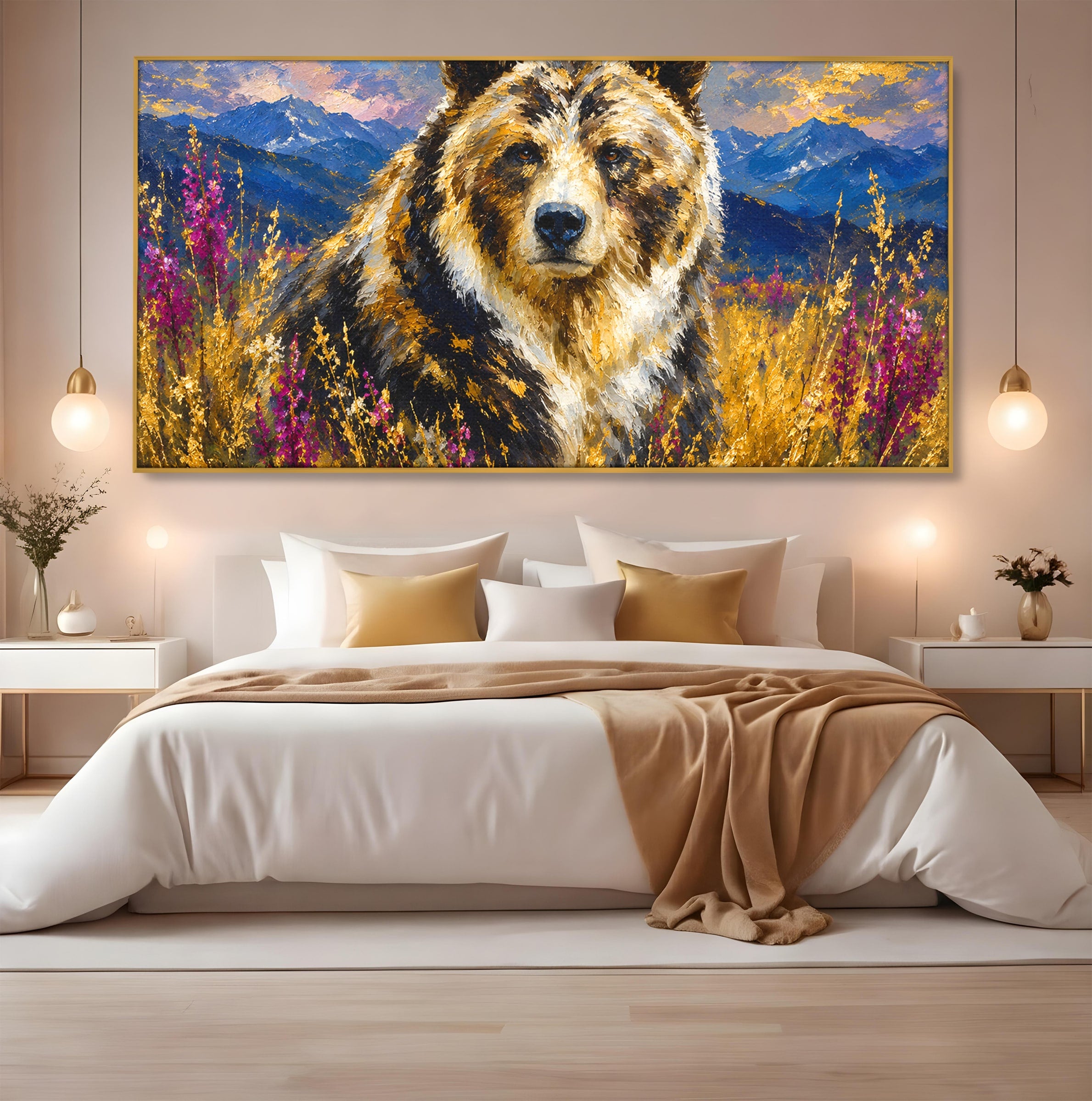 Tablou Canvas Premium LuxCanva® M1606, Ursul Din Munti, Urs, Munti, Natura, Salbaticie, Living, Culori Vibrante
