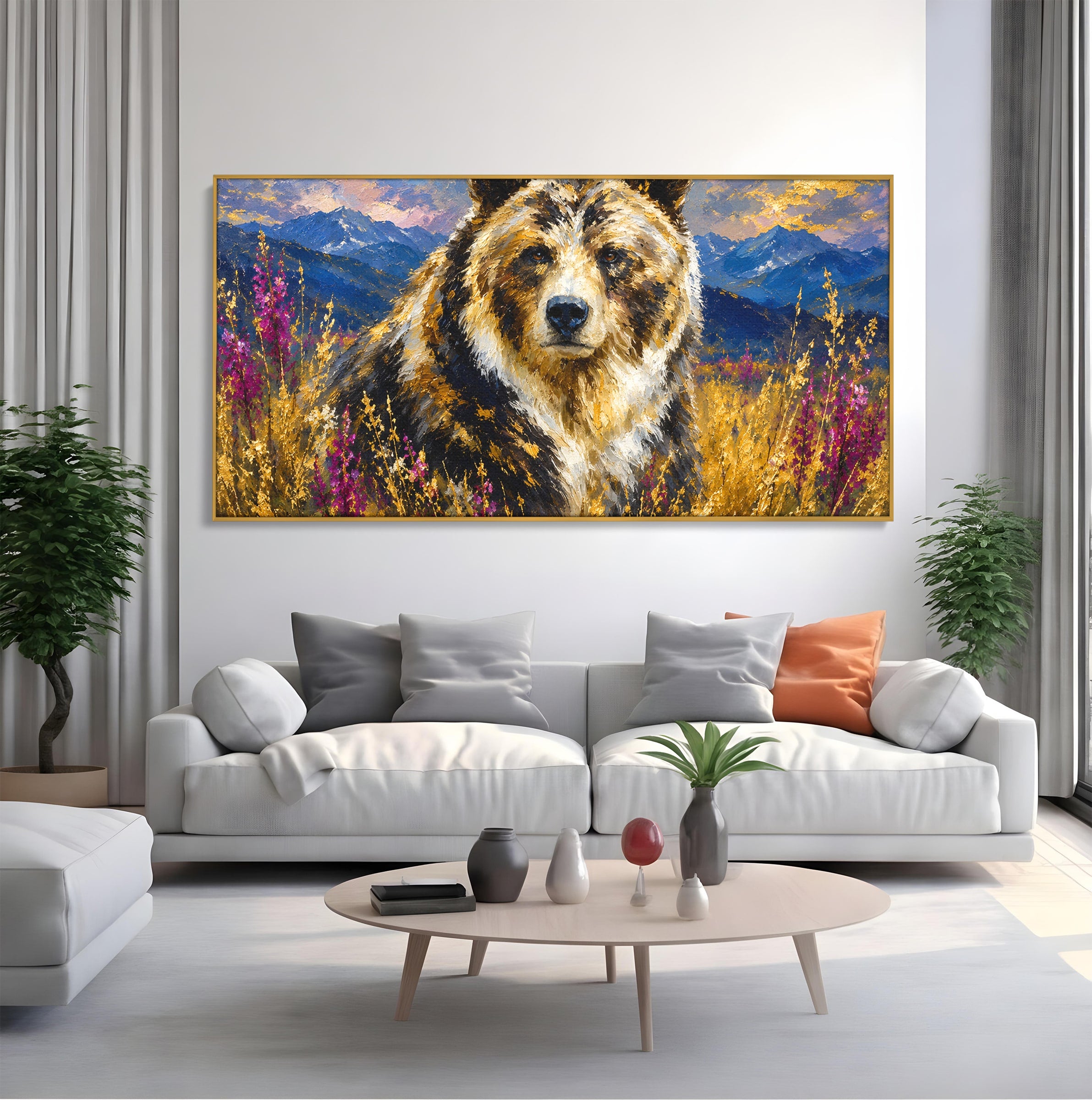 Tablou Canvas Premium LuxCanva® M1606, Ursul Din Munti, Urs, Munti, Natura, Salbaticie, Living, Culori Vibrante