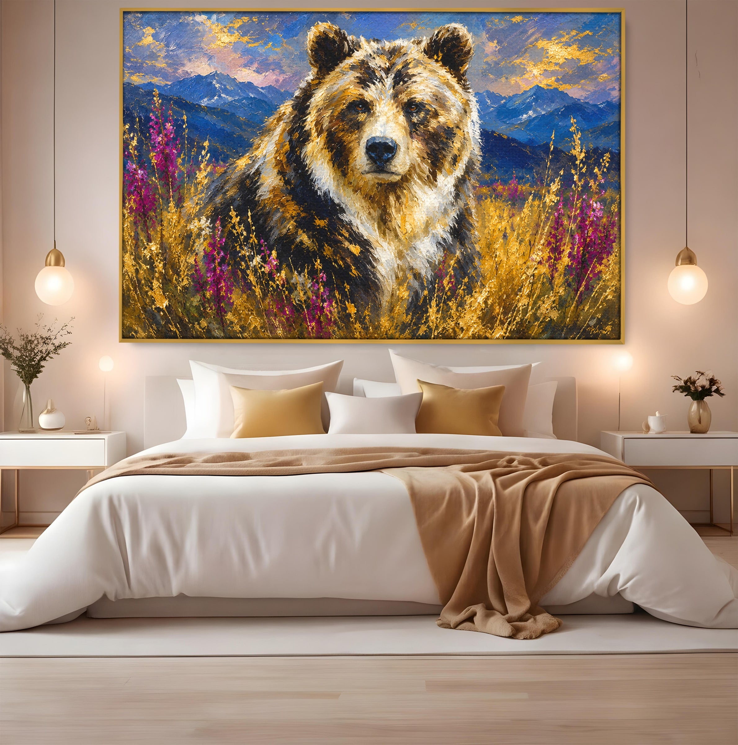 Tablou Canvas Premium LuxCanva® M1606, Ursul Din Munti, Urs, Munti, Natura, Salbaticie, Living, Culori Vibrante